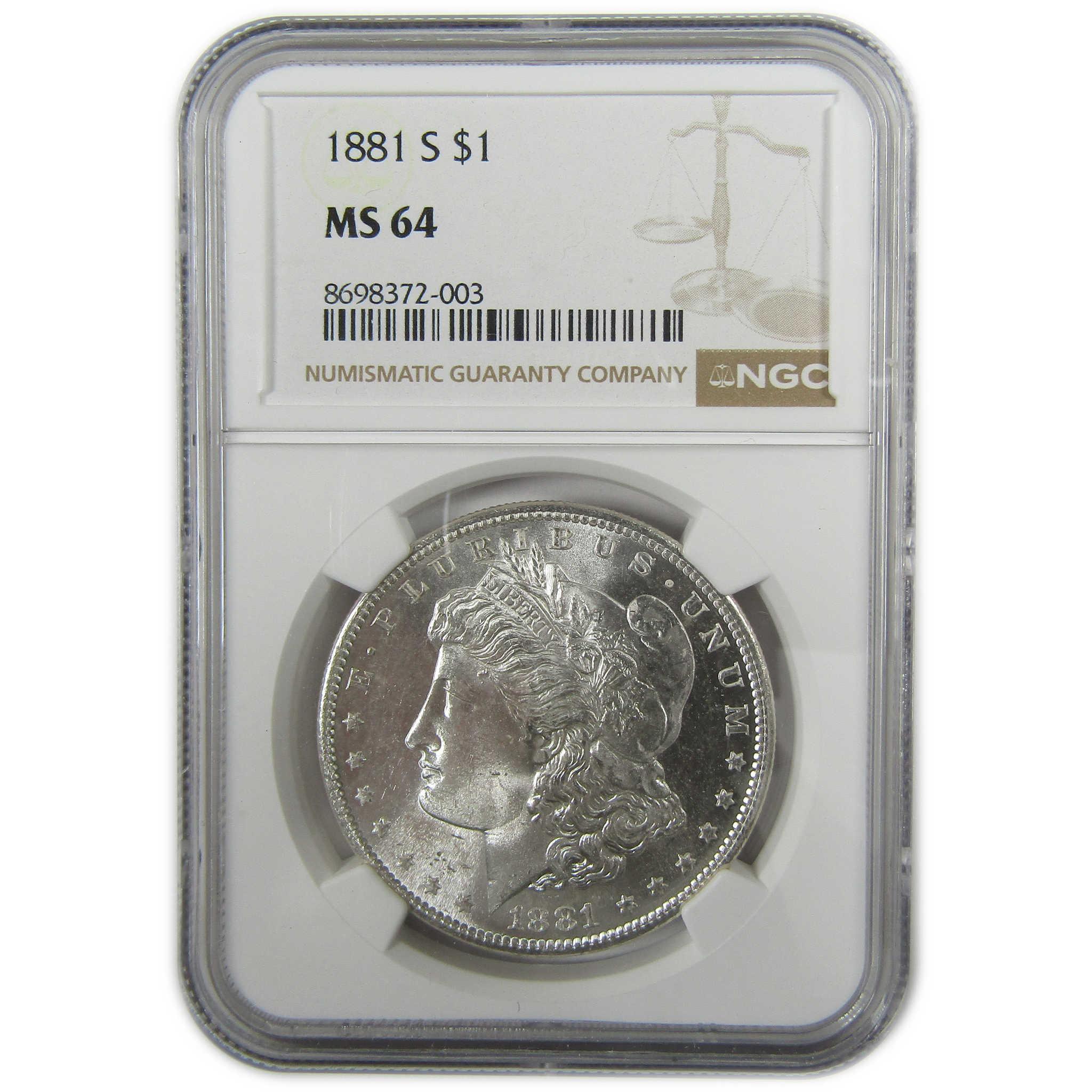 1881 S Morgan Silver Dollar MS 64 NGC Uncirculated $1 Coin SKU:I27910 - Morgan coin - Morgan silver dollar - Morgan silver dollar for sale - Profile Coins & Collectibles