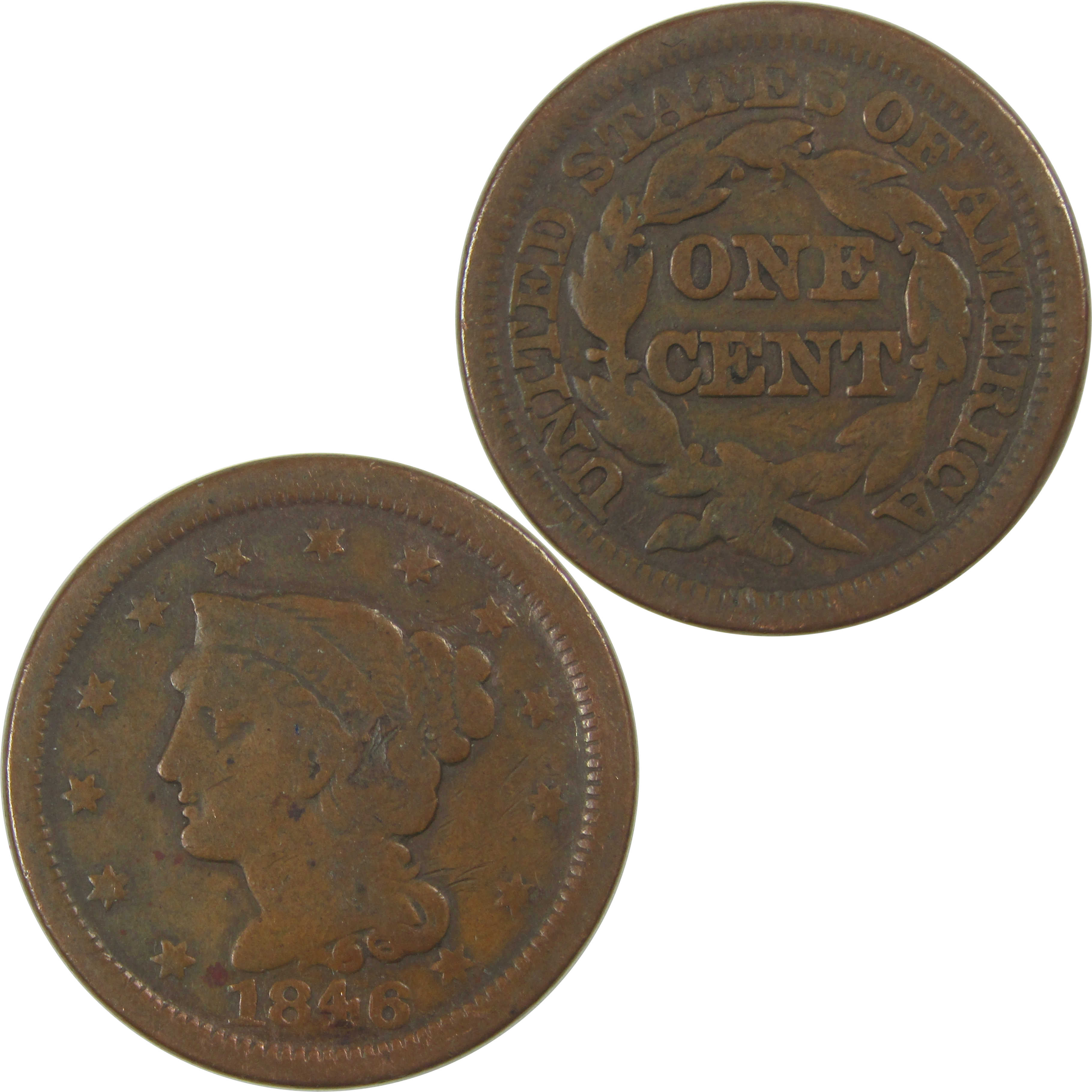 1846 Small Date Braided Hair Large Cent VG Details Copper SKU:CPC0769