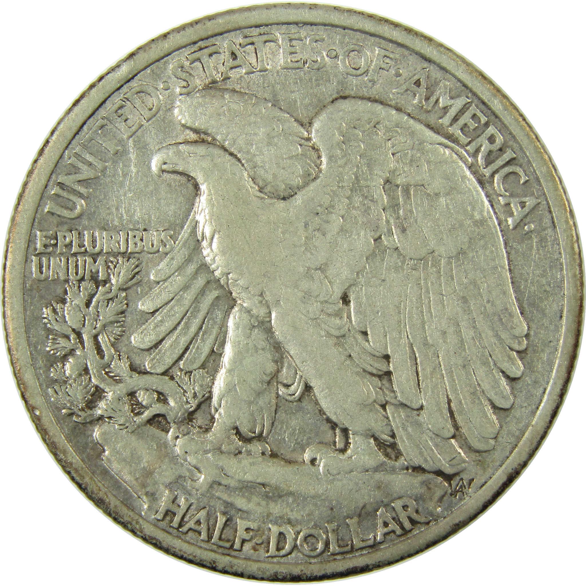1916 D Liberty Walking Silver Half Dollar VF Very Fine SKU:I27505