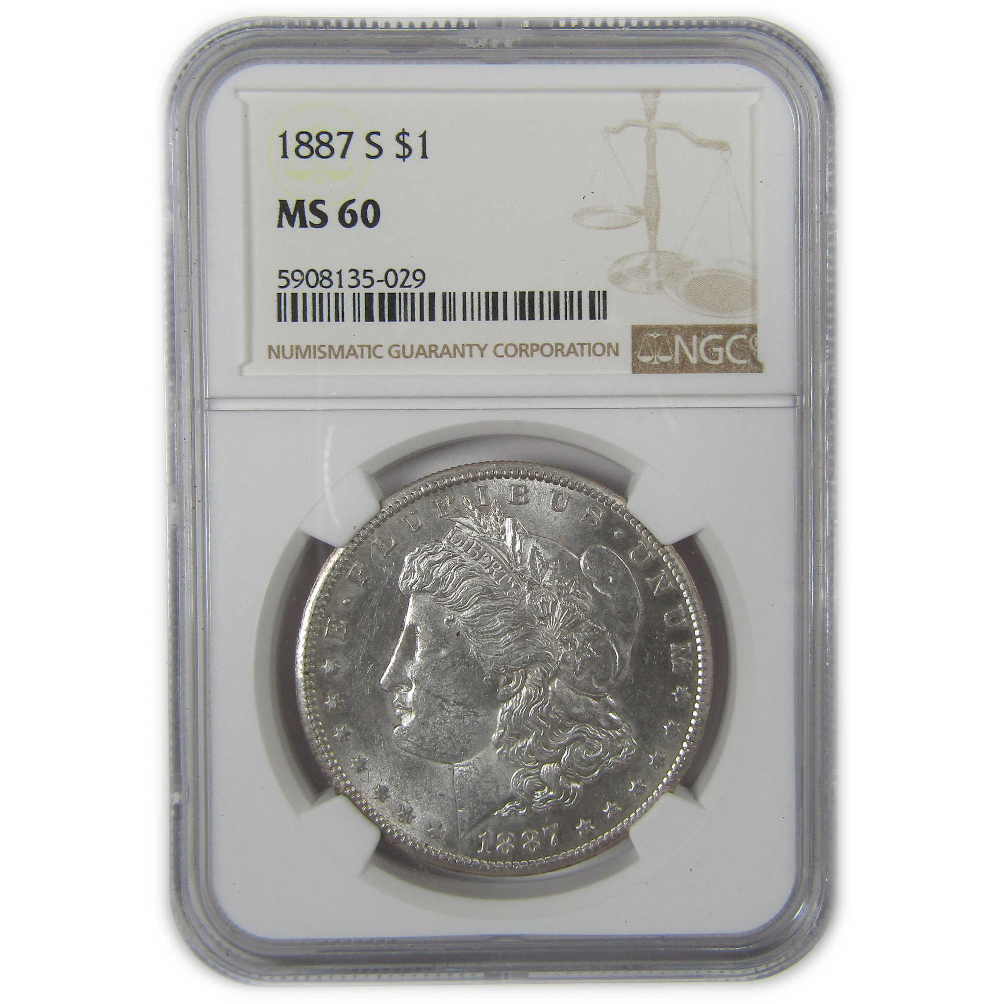 1887 S Morgan Dollar MS 60 NGC Silver Uncirculated $1 Coin SKU:CP69 - Morgan coin - Morgan silver dollar - Morgan silver dollar for sale - Profile Coins & Collectibles