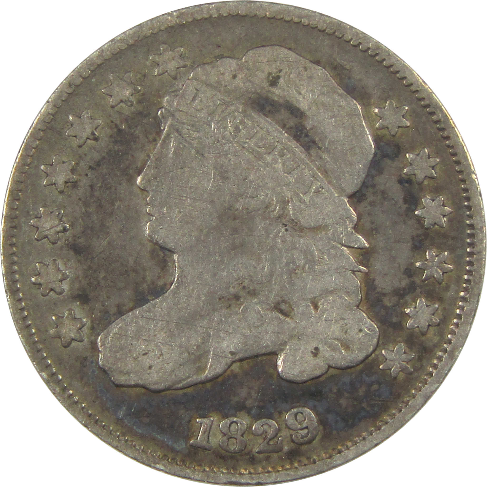 1829 Small 10C Capped Bust Dime F Fine Silver 10c Coin SKU:I20983