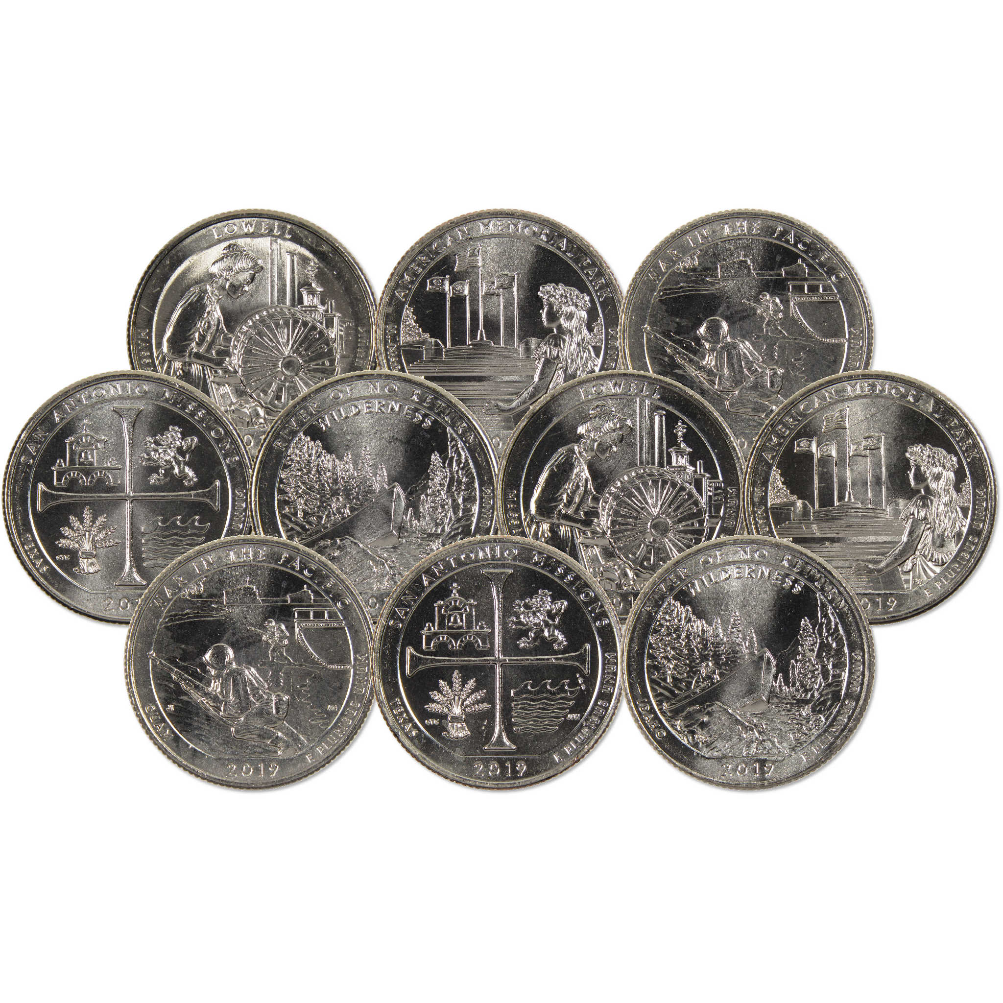 2019 P&D National Park Quarter 10 Coin Set Uncirculated