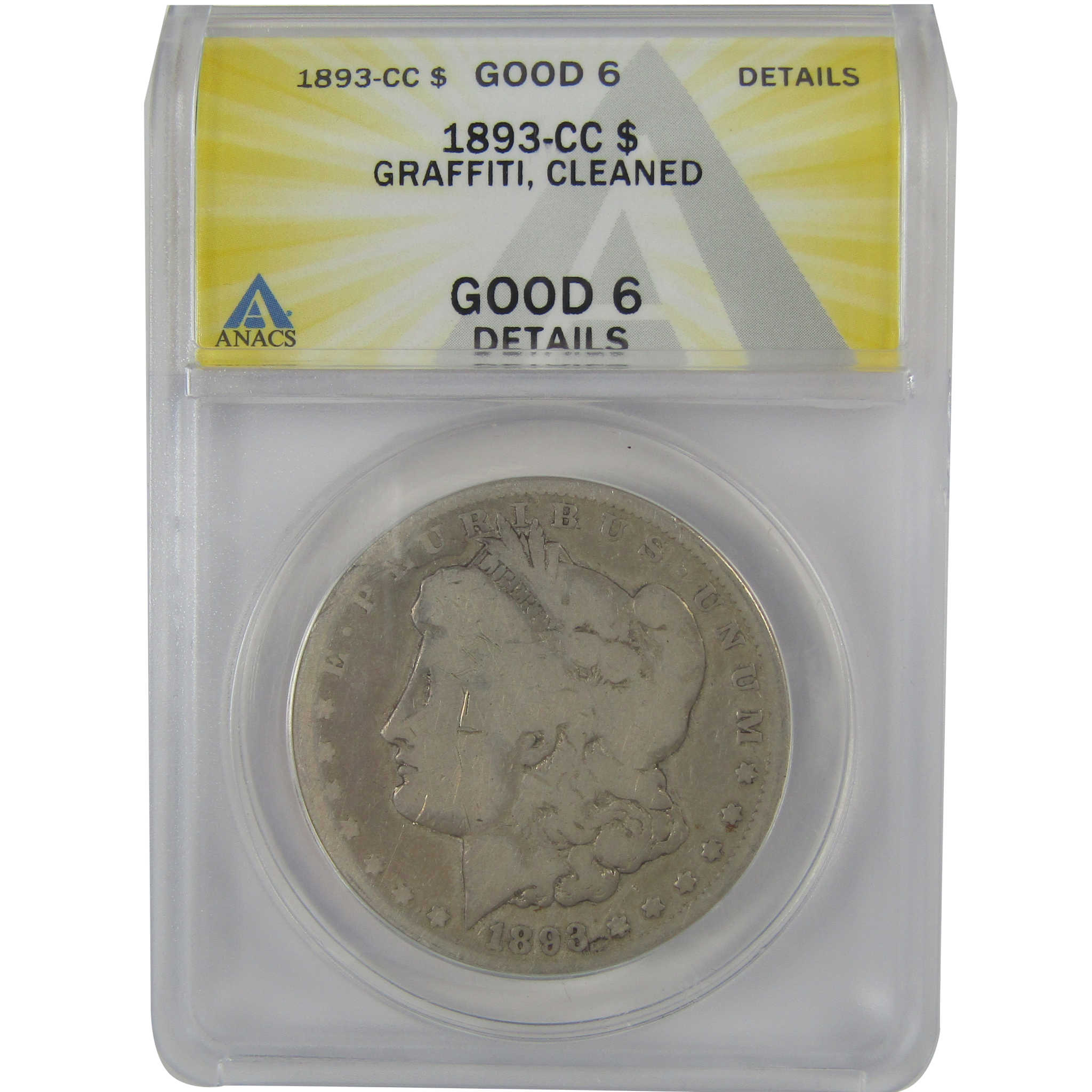 1893 CC Morgan Dollar G 6 Details ANACS Silver $1 Coin SKU:CP109 - Morgan coin - Morgan silver dollar - Morgan silver dollar for sale - Profile Coins & Collectibles