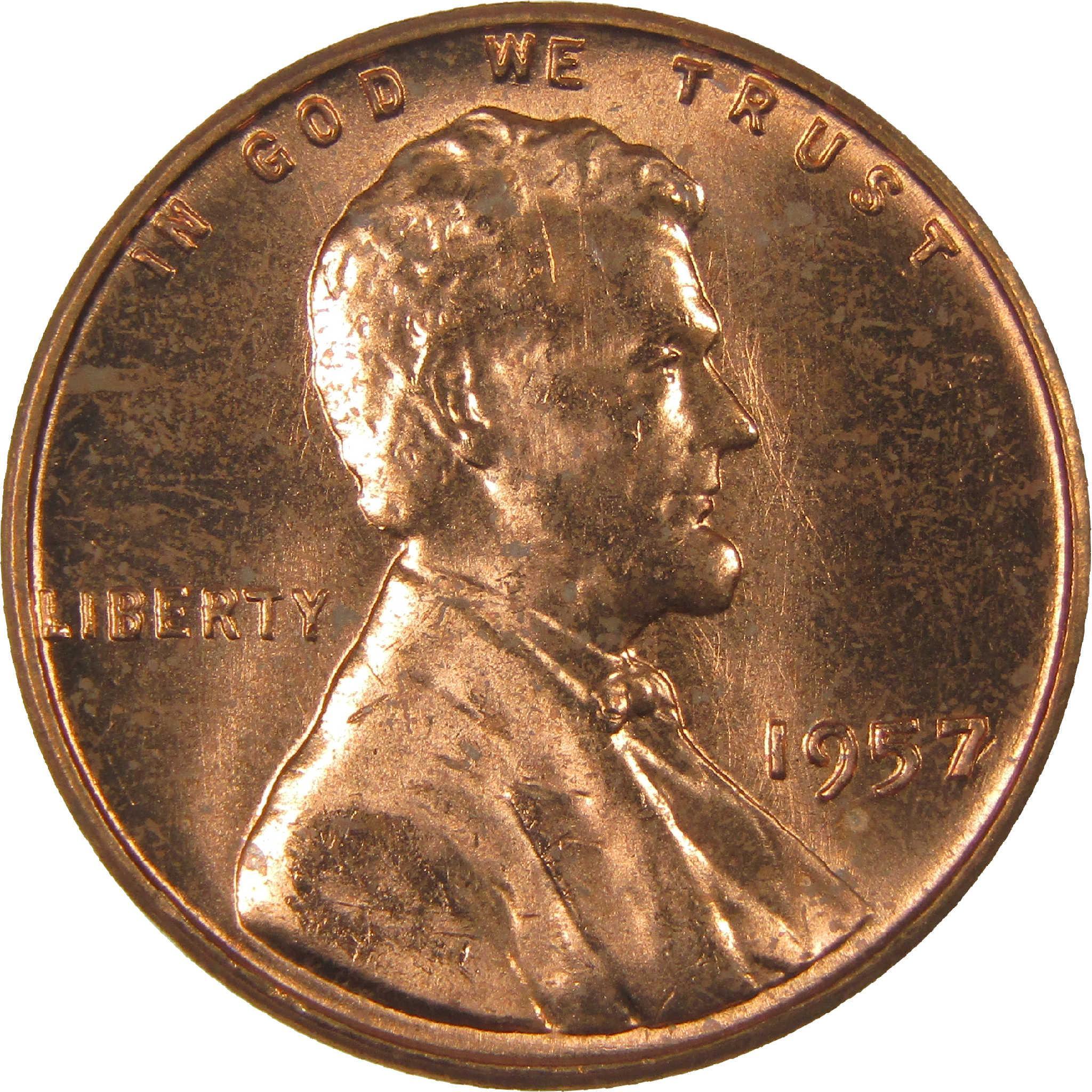 1957 Lincoln Wheat Cent Uncirculated Penny 1c Coin