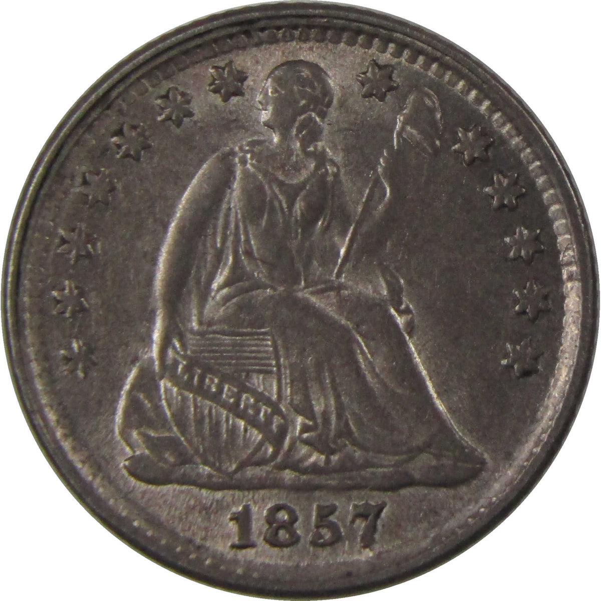 1857 Seated Liberty Silver Half Dime CH AU Choice About Uncirculated