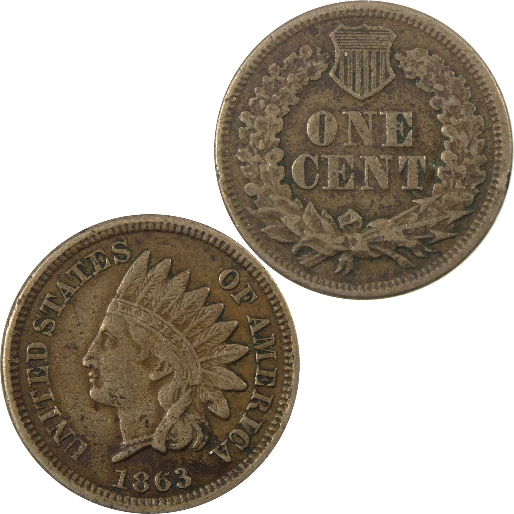 1863 Indian Head Cent VF Very Fine Penny 1c Coin SKU:CP1281
