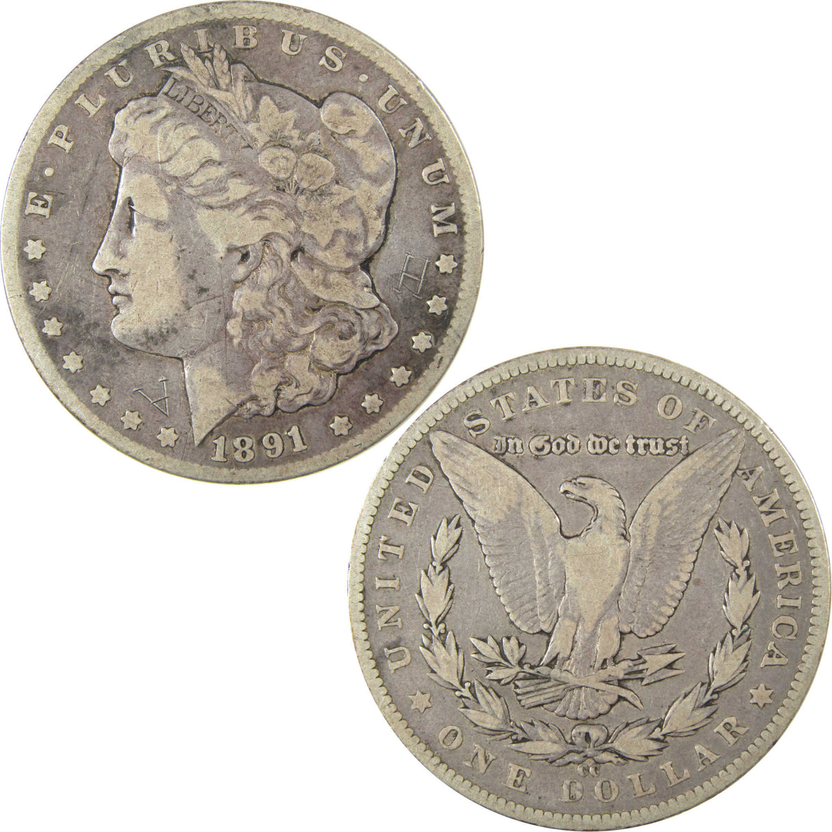 1891 CC Morgan Silver Dollar F Fine Details $1 Coin SKU:CP1582 - Morgan coin - Morgan silver dollar - Morgan silver dollar for sale - Profile Coins & Collectibles