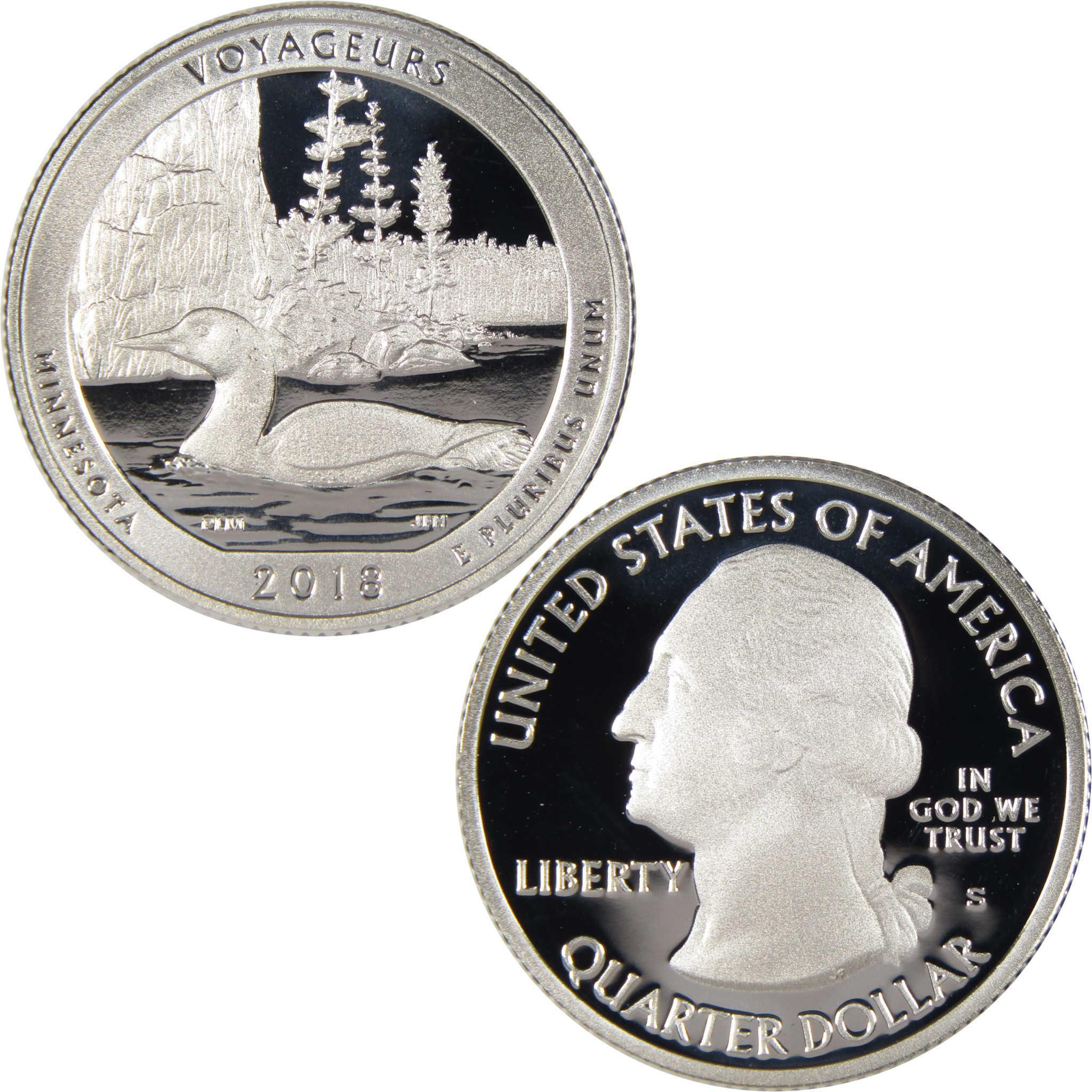2018 Voyageurs Minnesota collectible quarter dollar coin, obverse and reverse sides