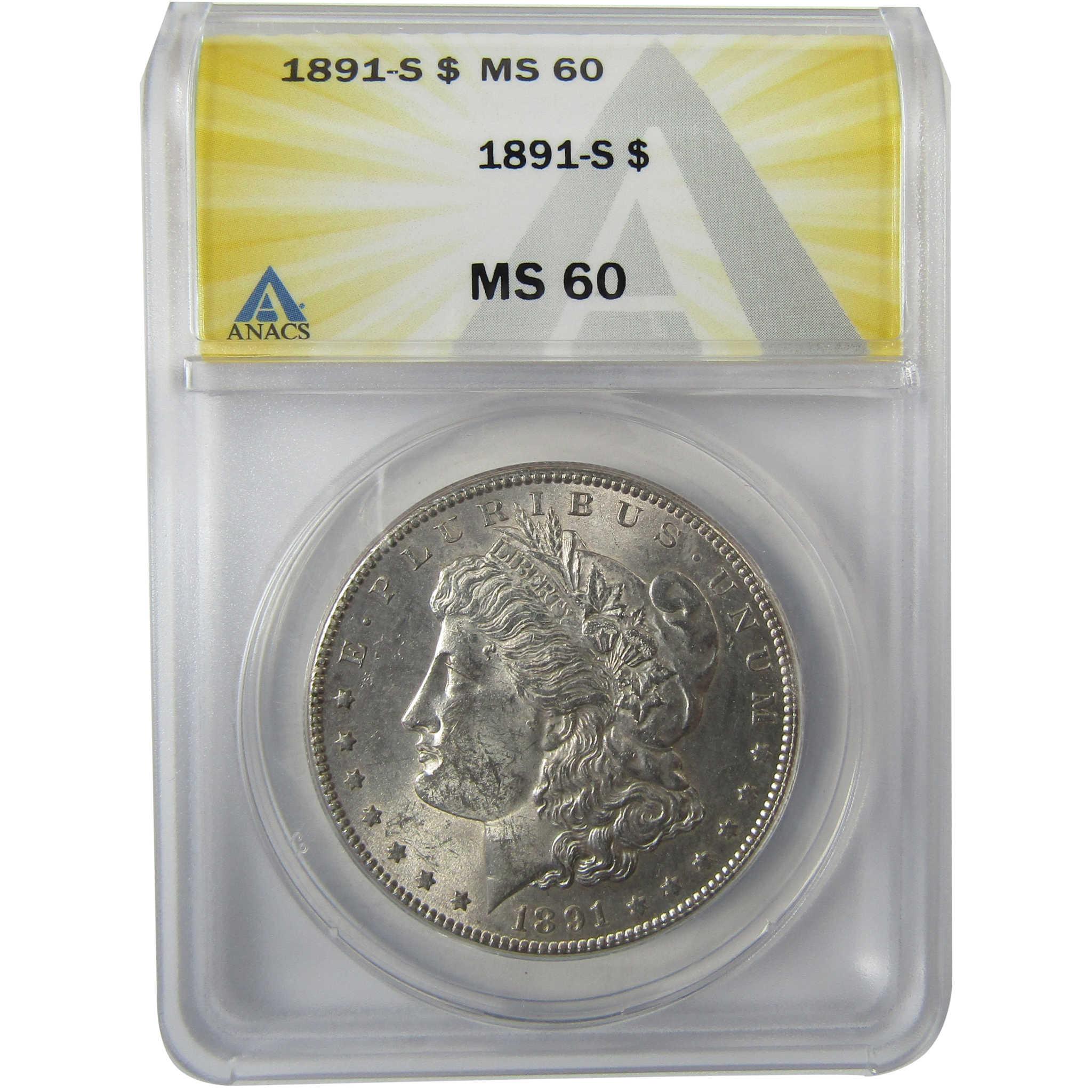 1891 S Morgan Silver Dollar MS 60 ANACS Uncirculated SKU:I27953 - Morgan coin - Morgan silver dollar - Morgan silver dollar for sale - Profile Coins & Collectibles