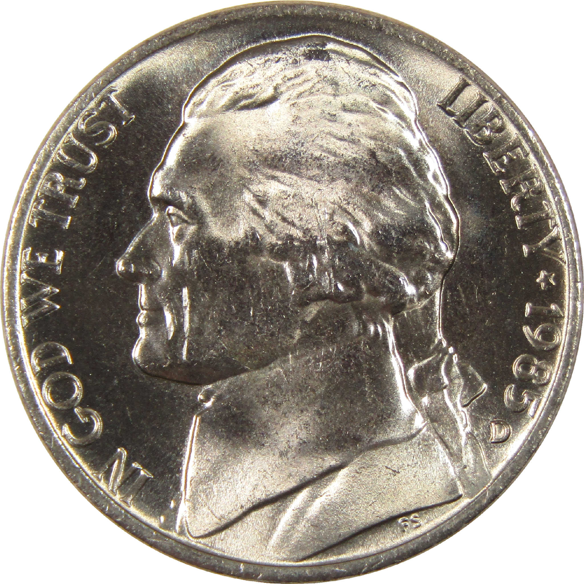 1985 D Jefferson Nickel Uncirculated 5c Coin