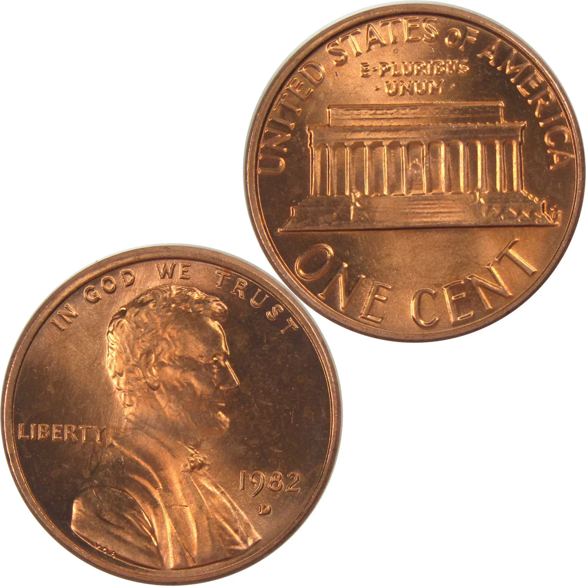 1982 D Small Date Lincoln Memorial 1c Copper-Plated Zinc Uncirculated