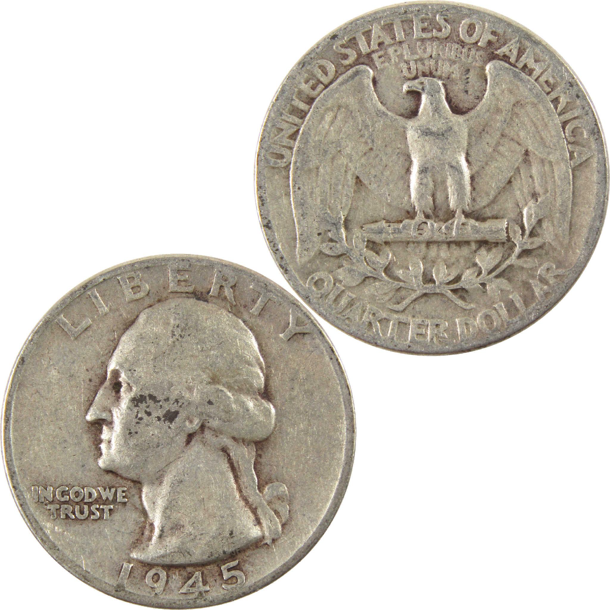 1945 Washington Quarter VG Very Good Silver 25c Coin