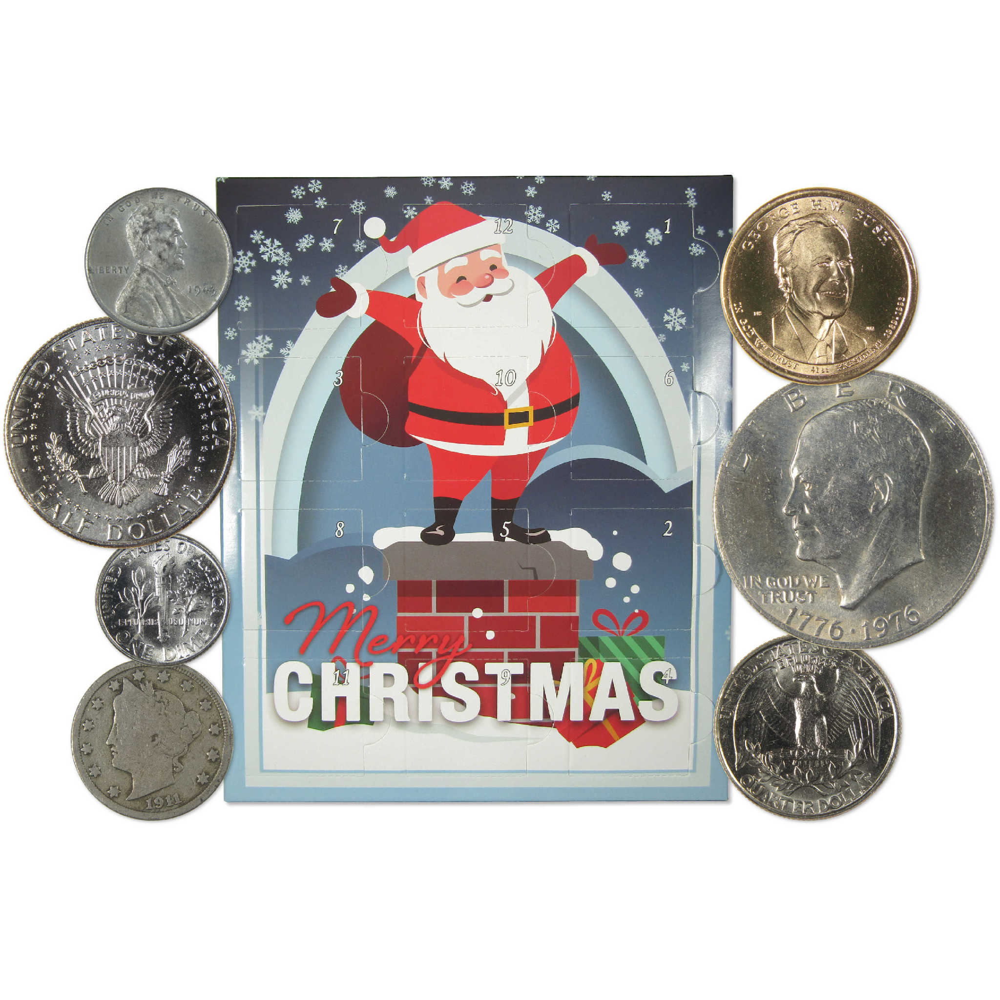2025 Merry Christmas 12 Day Advent Calendar with 12 Collectible Coins