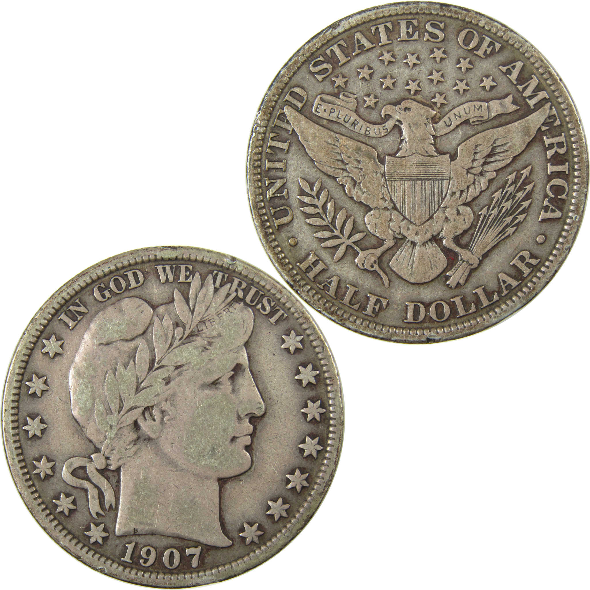 1907 Barber Silver Half Dollar VF Very Fine 50c Coin SKU:I27824