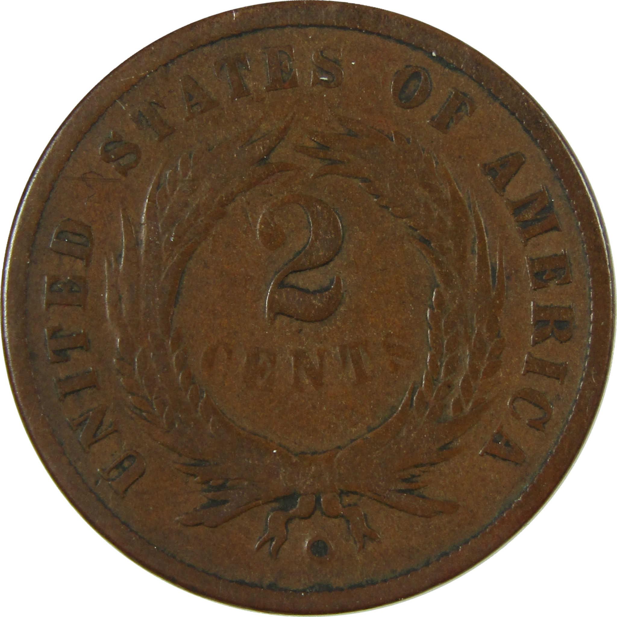 1867 Two Cent Piece VG Very Good Details 2c Coin SKU:I27864