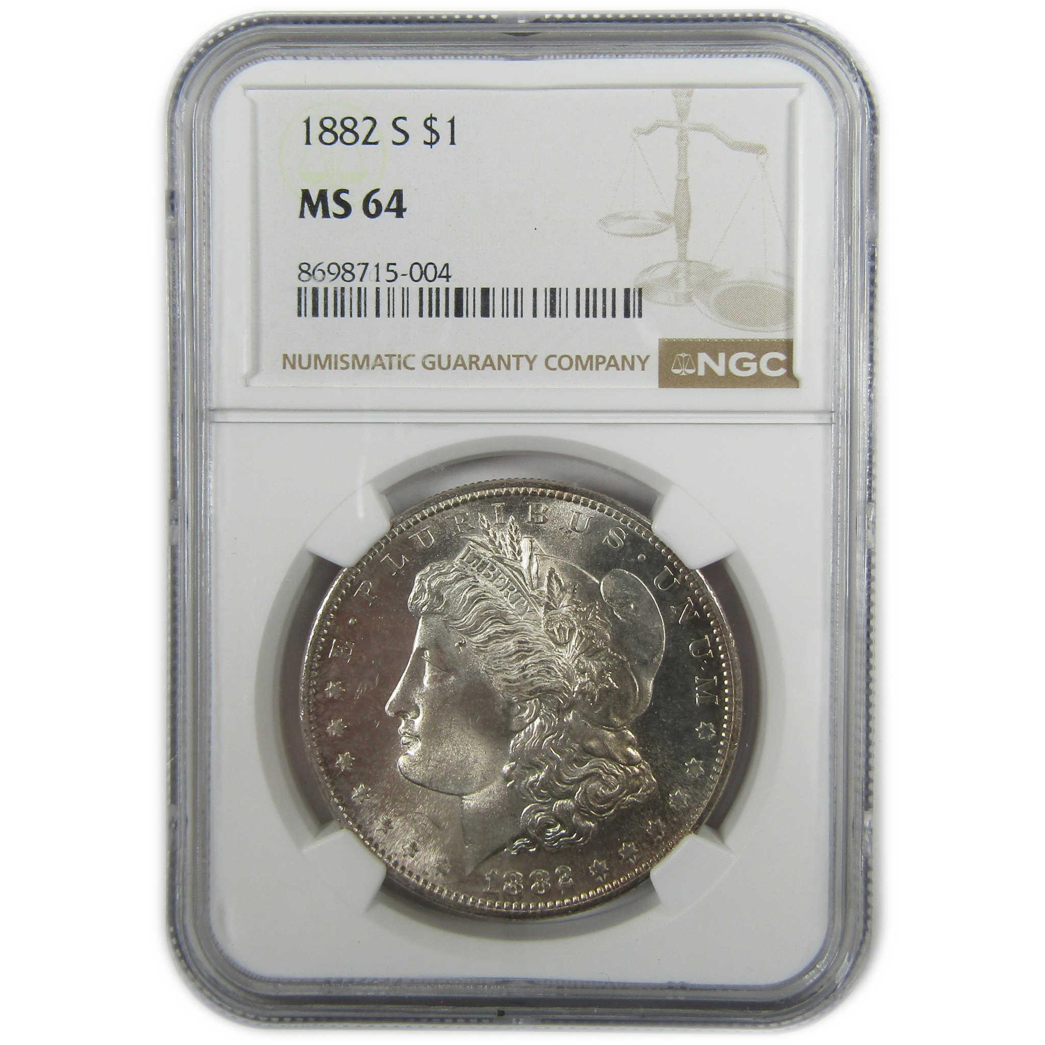 1882 S Morgan Silver Dollar MS 64 NGC Uncirculated $1 Coin SKU:I27904 - Morgan coin - Morgan silver dollar - Morgan silver dollar for sale - Profile Coins & Collectibles