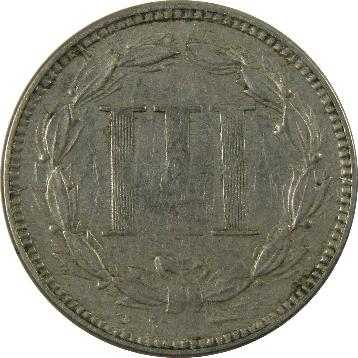 1866 Nickel Three Cent Piece VF Very Fine 3c Coin SKU:I28507