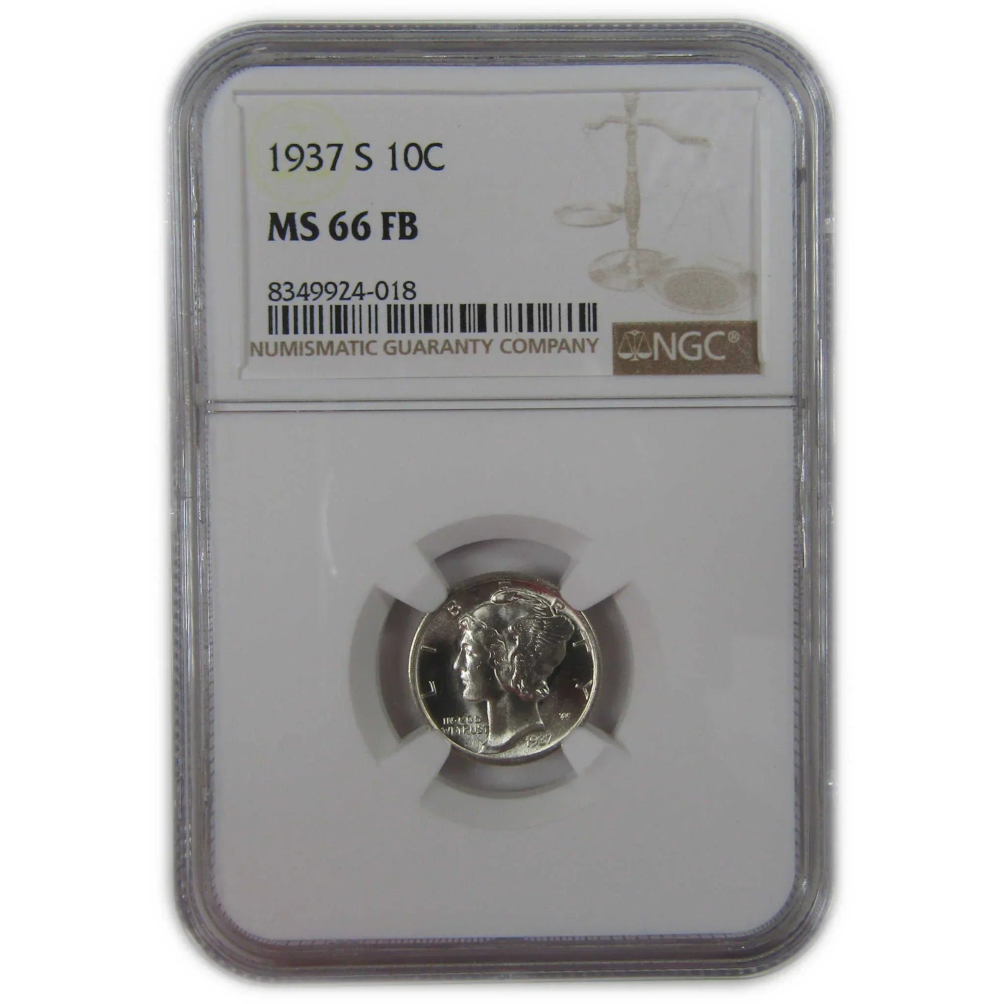 1937 S Mercury Dime MS 66 FB NGC Silver Uncirculated SKU:I23206