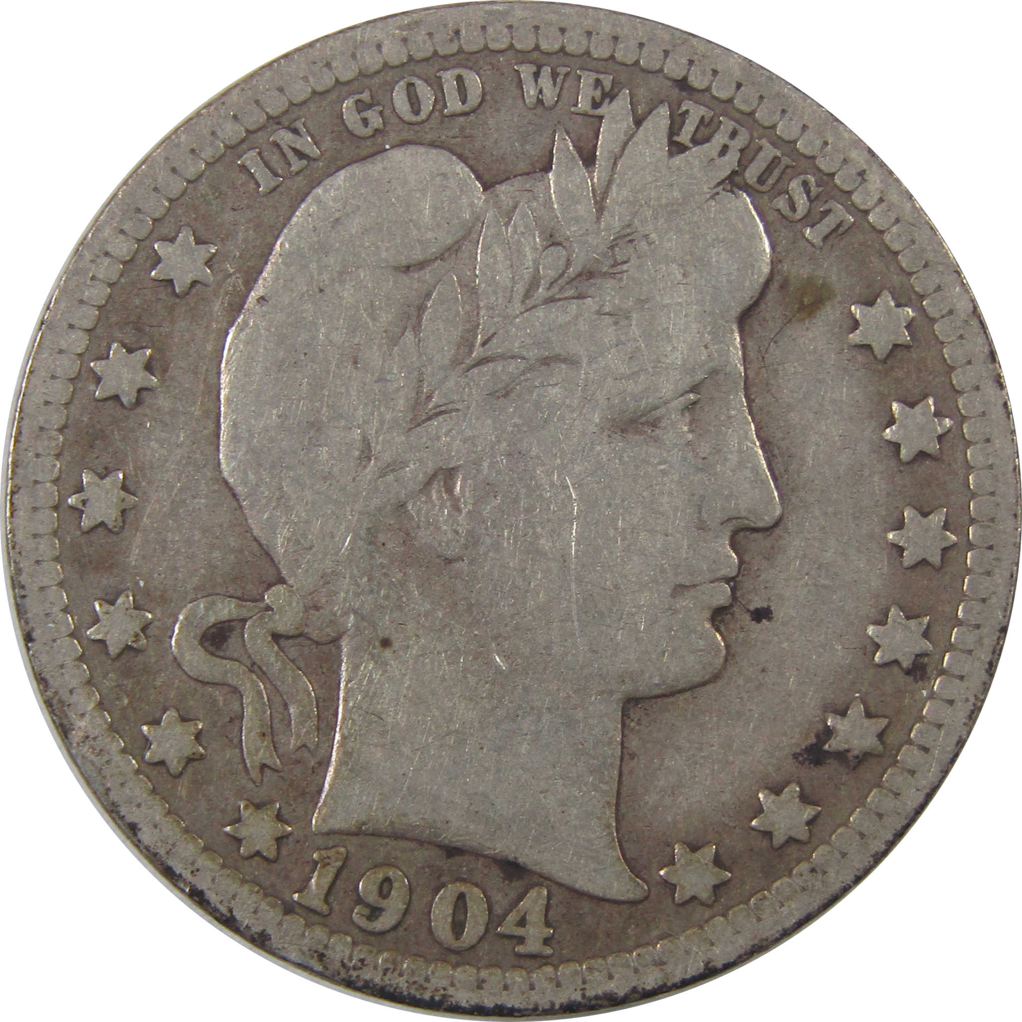 1904 O Barber Quarter VG Very Good Silver 25c Coin SKU:I18815