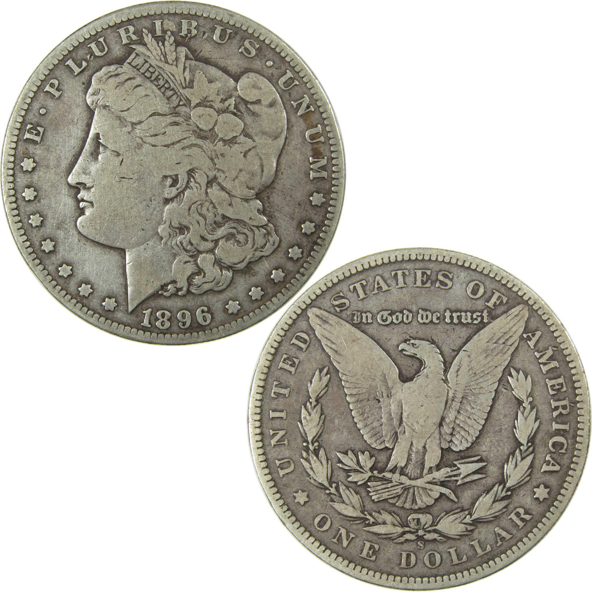 1896 S Morgan Silver Dollar F Fine Details $1 Coin SKU:I27815 - Morgan coin - Morgan silver dollar - Morgan silver dollar for sale - Profile Coins & Collectibles