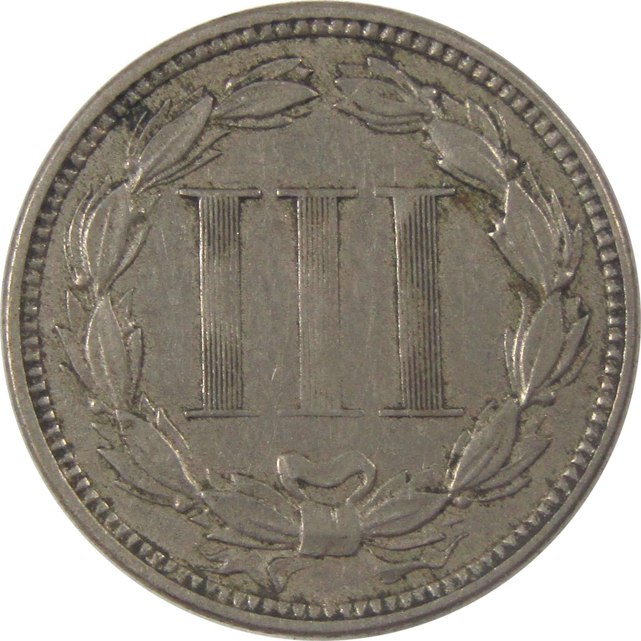 1873 Open 3 Nickel Three Cent Piece XF EF Extremely Fine SKU:I23935