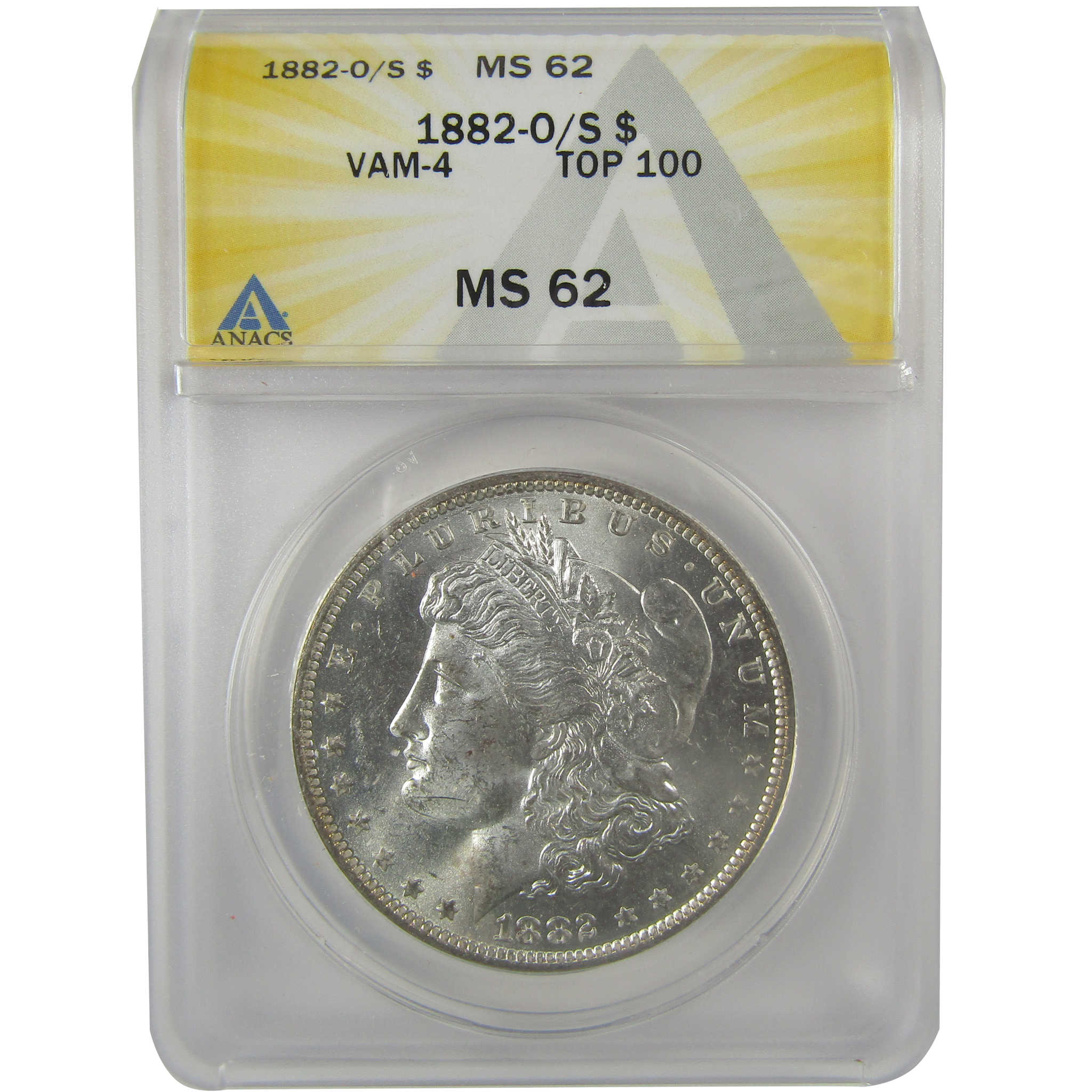 1882 O/S VAM-4 Recessed Top 100 Morgan Dollar MS 62 ANACS SKU:I21945 - Morgan coin - Morgan silver dollar - Morgan silver dollar for sale - Profile Coins & Collectibles