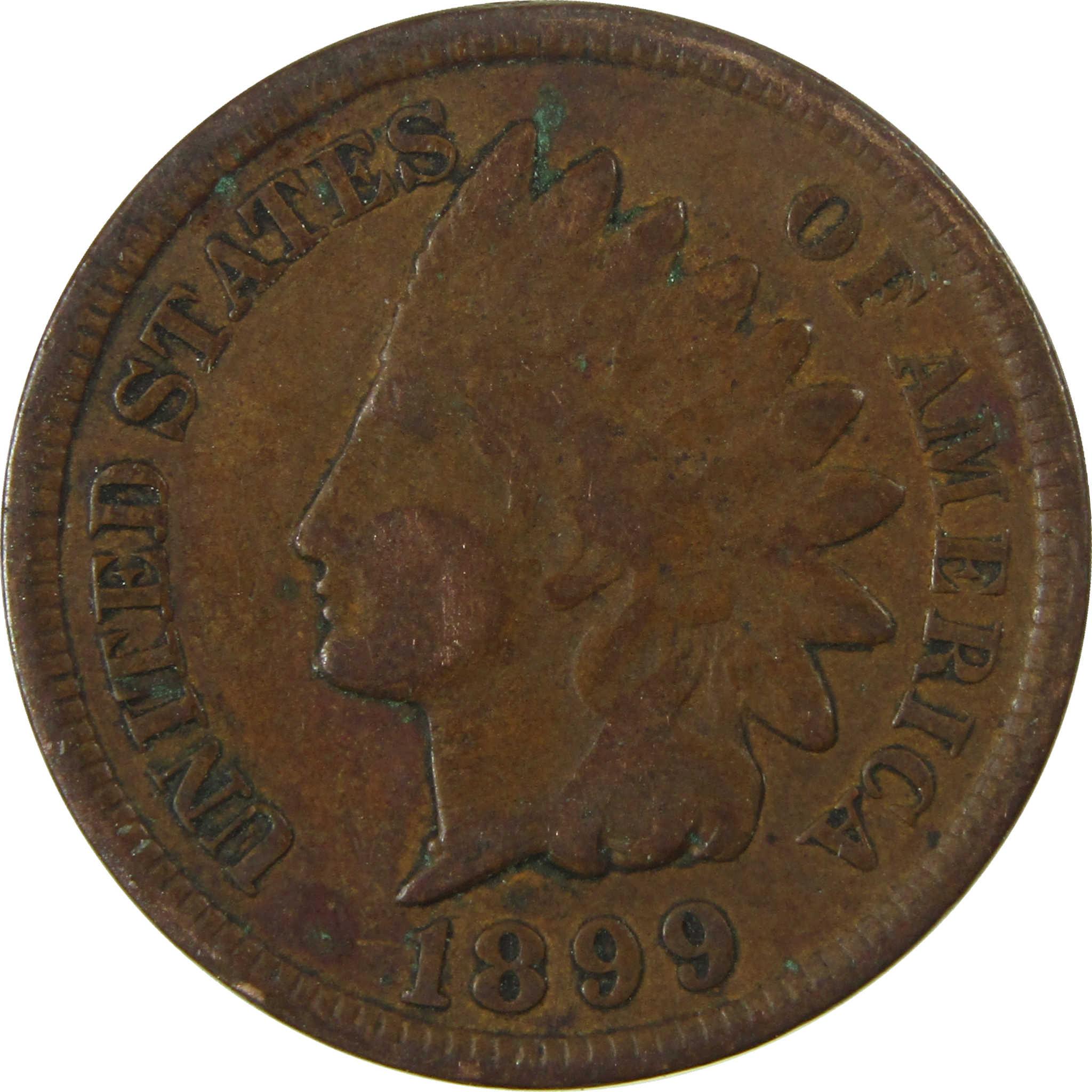 1899 Indian Head Cent VG Very Good Penny 1c Coin SKU:I26940