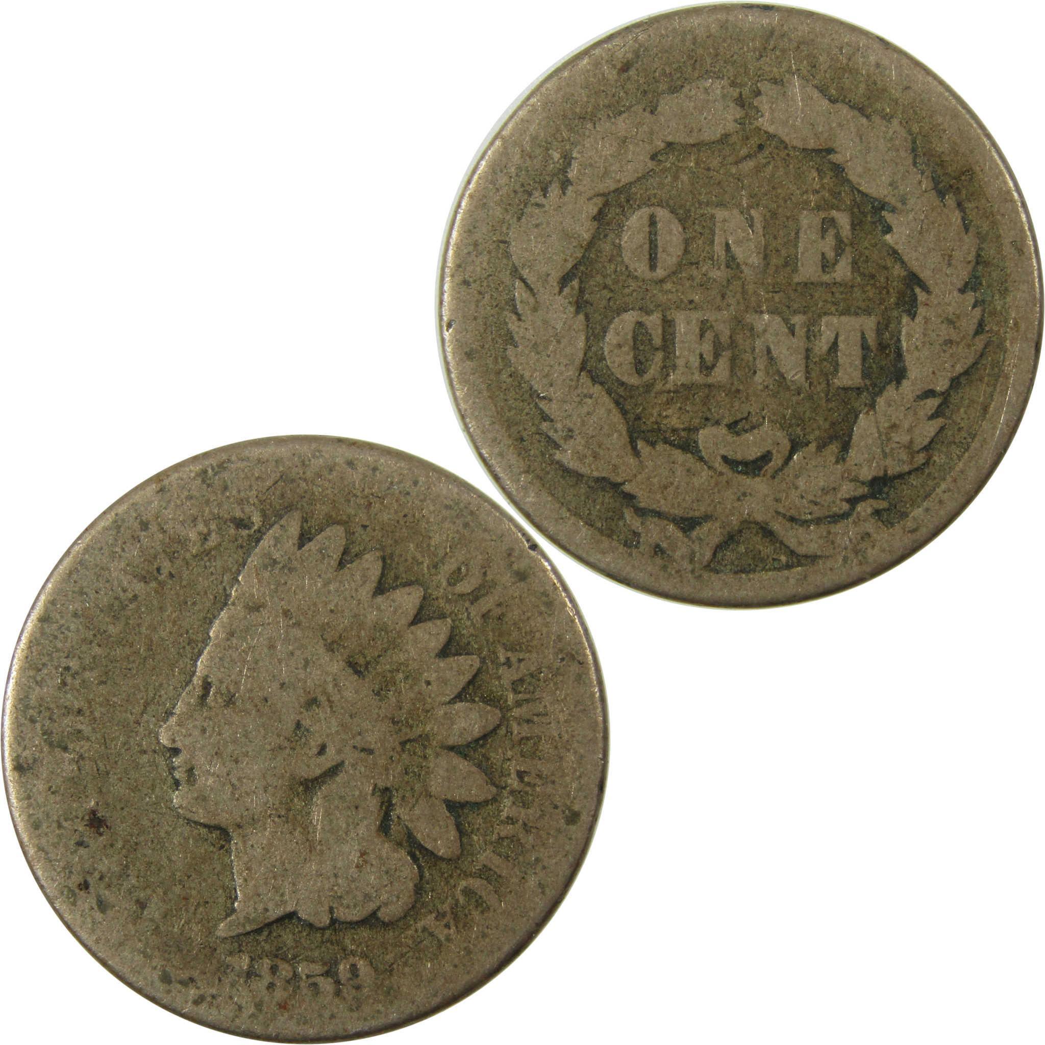 1859 Indian Head Cent AG About Good Penny 1c Coin SKU:CP1316