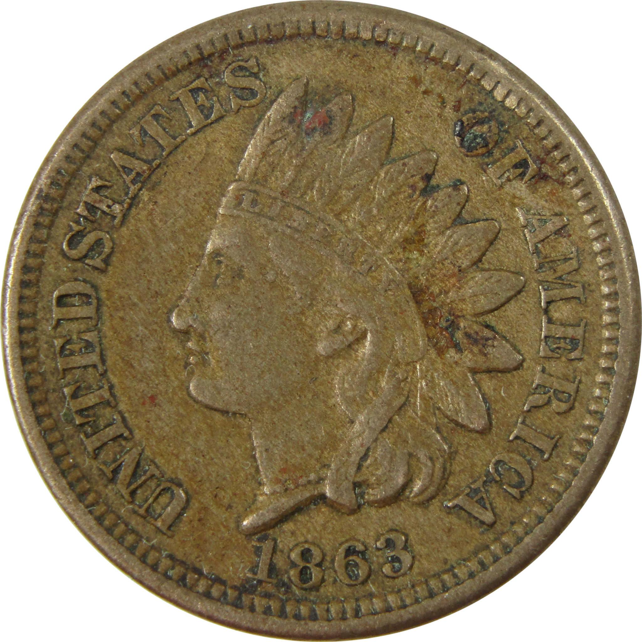 1863 Indian Head Cent XF EF Extremely Fine Penny 1c Coin SKU:CP1227