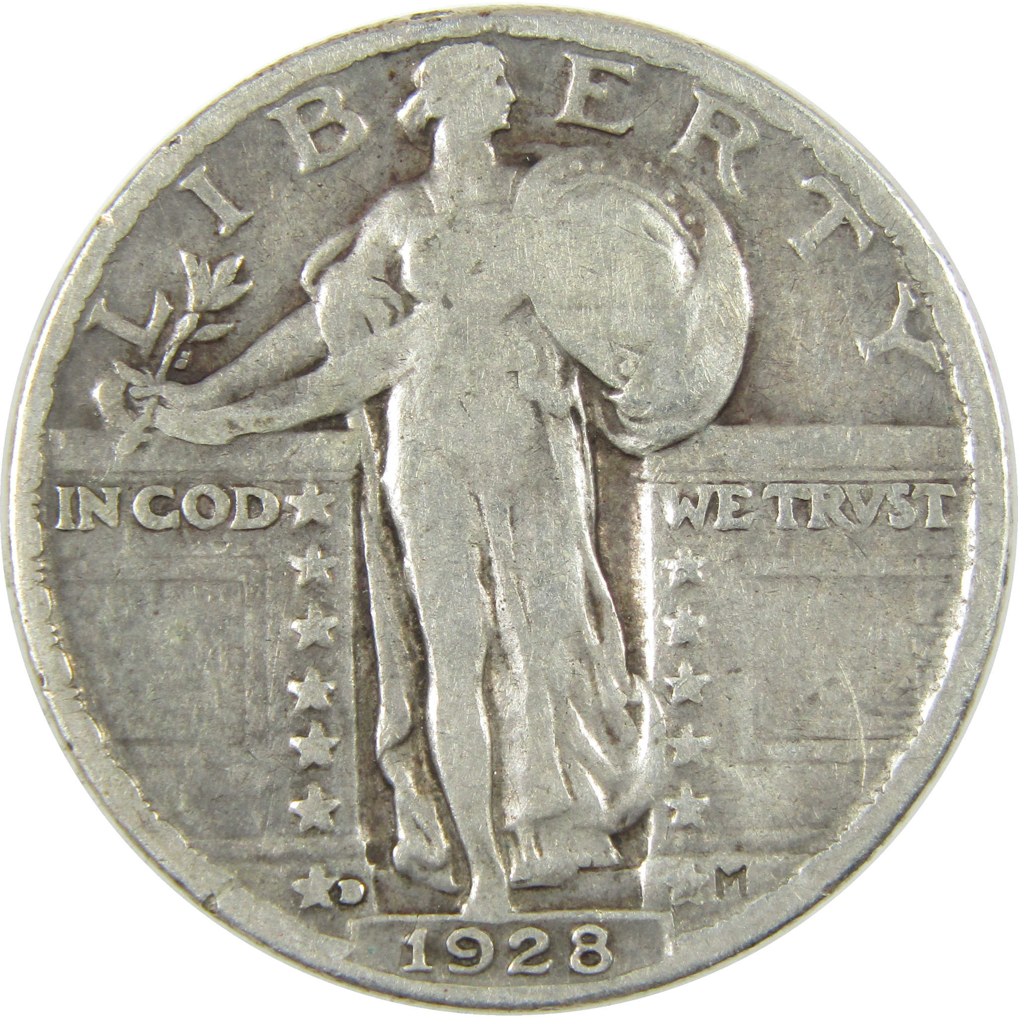 1928 D Standing Liberty Silver Quarter F Fine 25c Coin Collectible