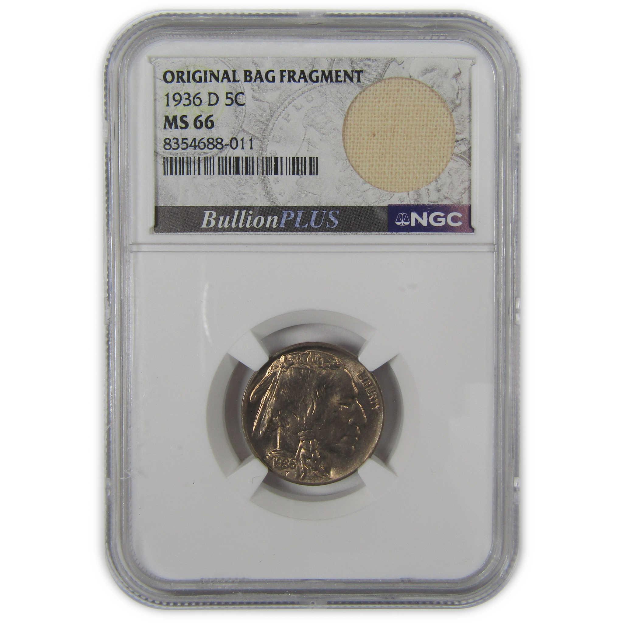 1936 D Indian Head Buffalo Nickel MS 66 NGC Bag Fragment SKU:I22664