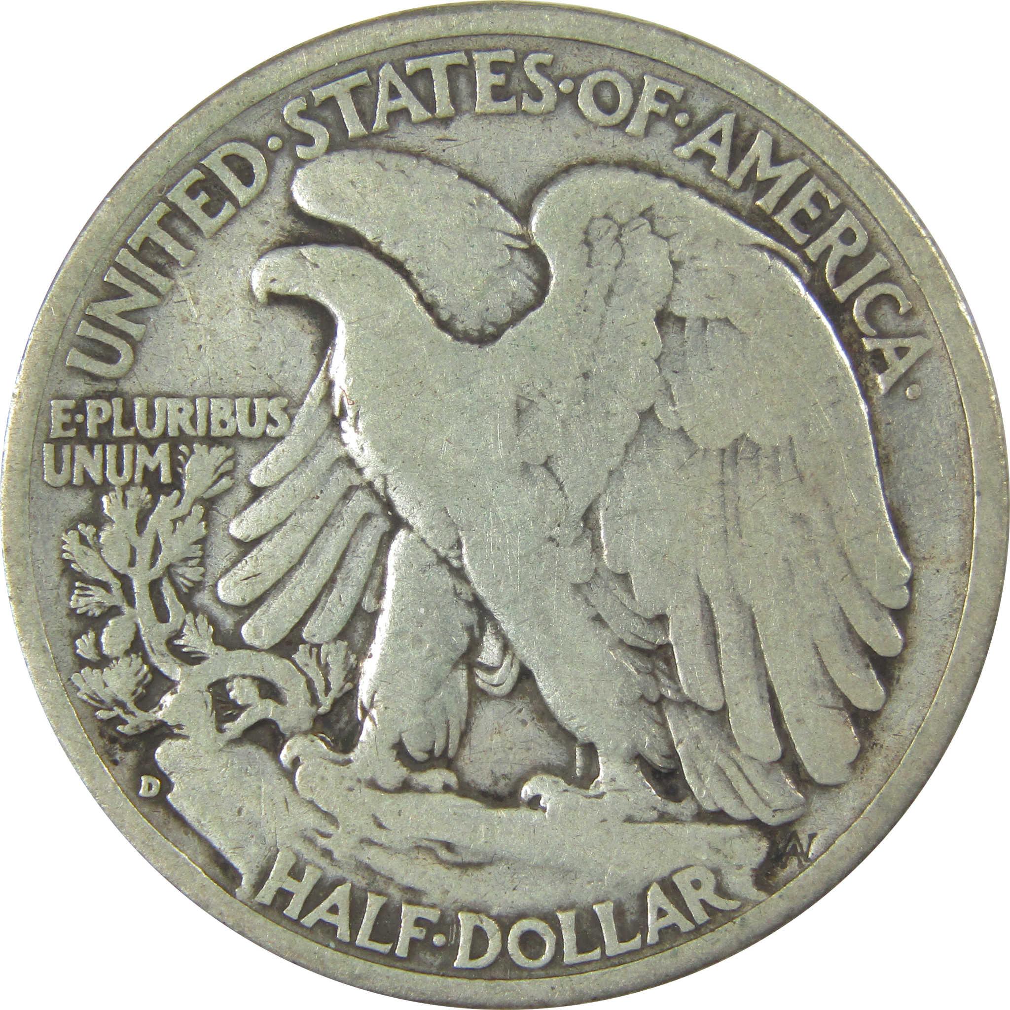 1938 D Liberty Walking Silver Half Dollar VG Very Good SKU:I23970