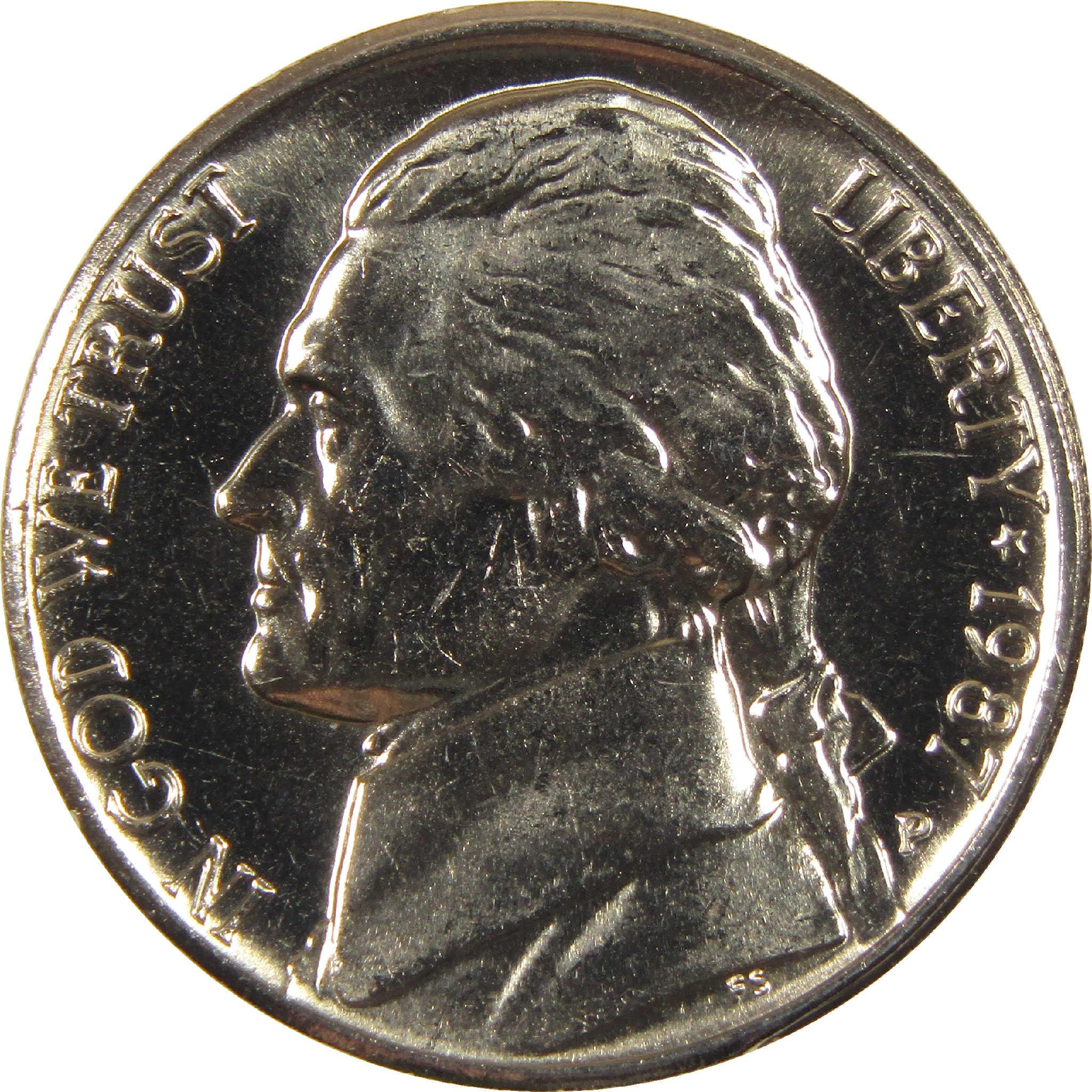 1987 P Jefferson Nickel BU Uncirculated 5c Coin