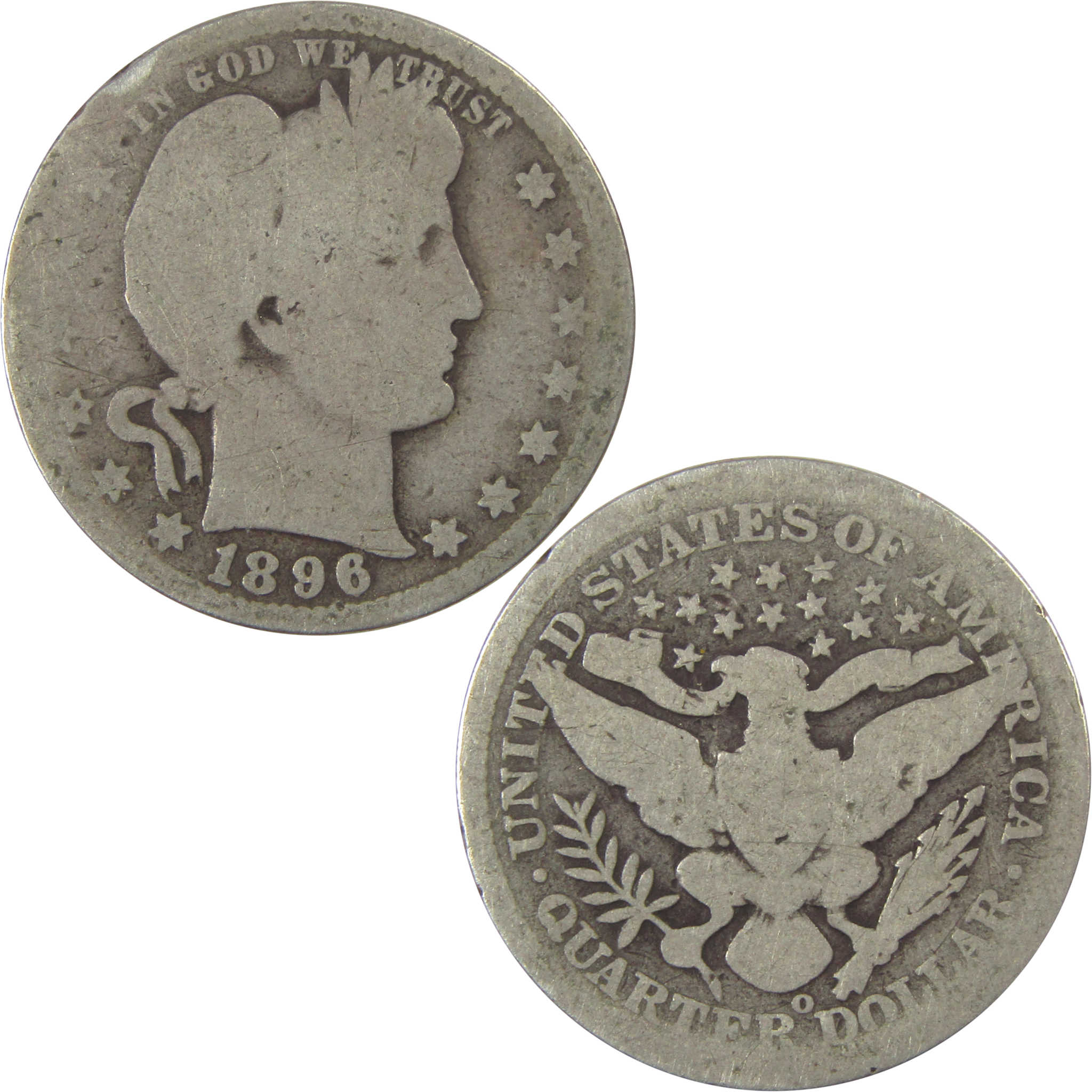 1896 O Barber Quarter AG About Good Silver 25c Coin SKU:I21885