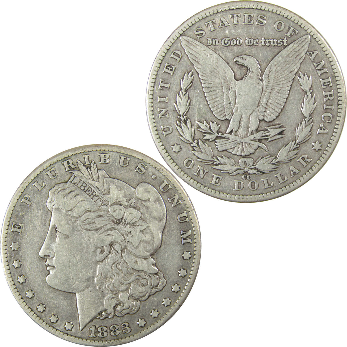 1883 CC Morgan Silver Dollar F Fine $1 Coin Collectible SKU:CP1577 - Morgan coin - Morgan silver dollar - Morgan silver dollar for sale - Profile Coins & Collectibles