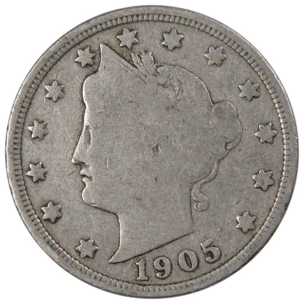 1905 Liberty Head V Nickel G Good 5c Coin Collectible