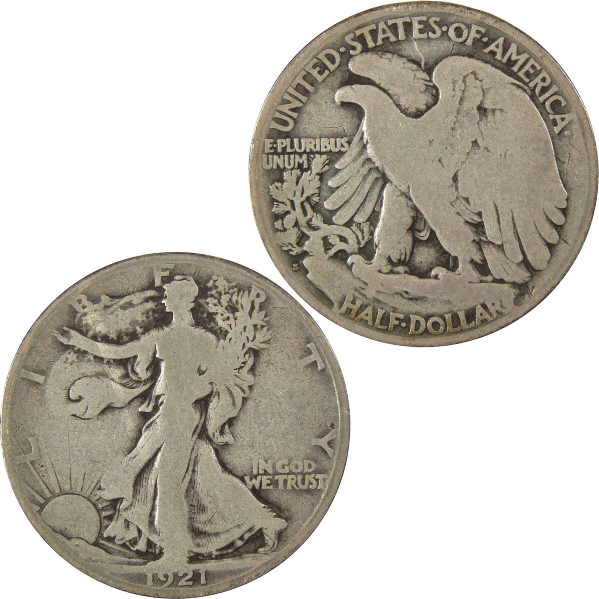 1921 S Liberty Walking Silver 50c VG Very Good Details SKU:CP1588
