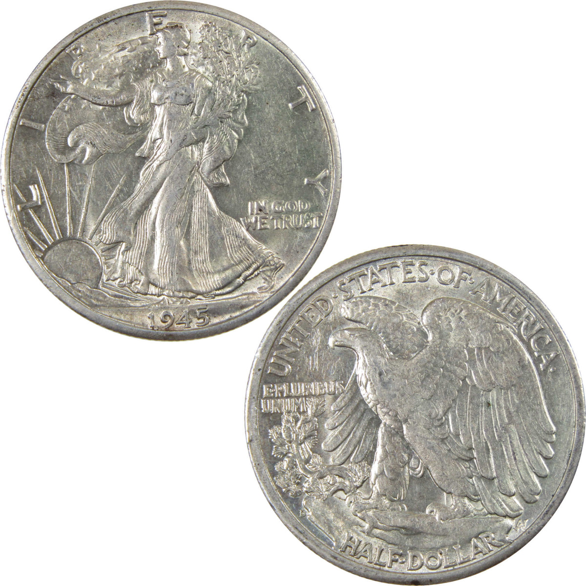 1945 D Liberty Walking Silver 50c Borderline Uncirculated SKU:I28661