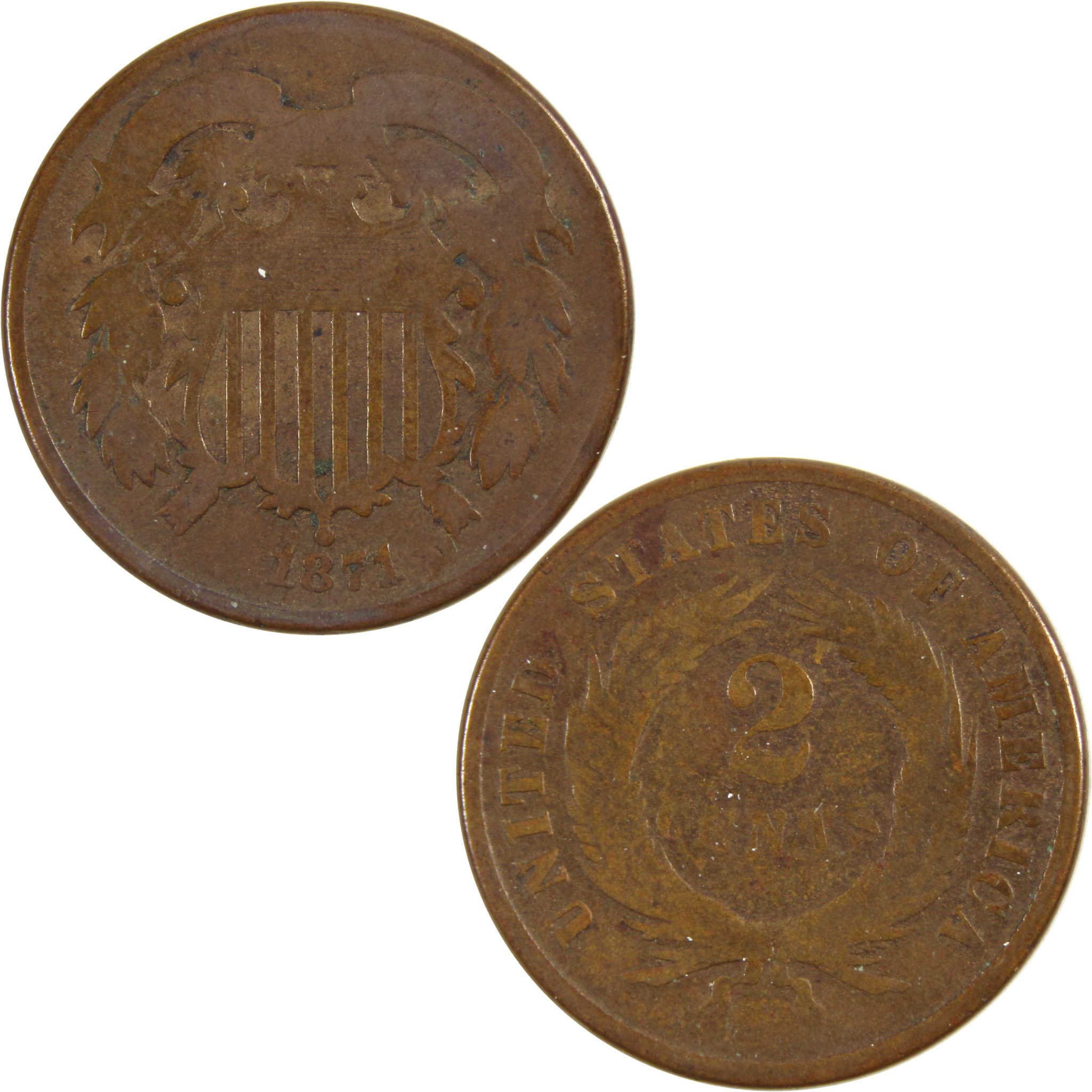 1871 Two Cent Piece G Good 2c Coin SKU:I8135
