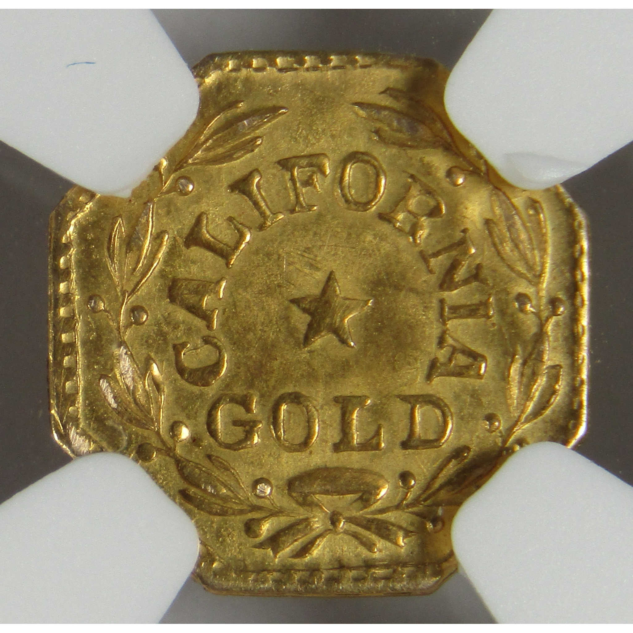 1860-Dated CAL Octagonal Gold Token Wreath #4b MS 67 NGC SKU:CP1603