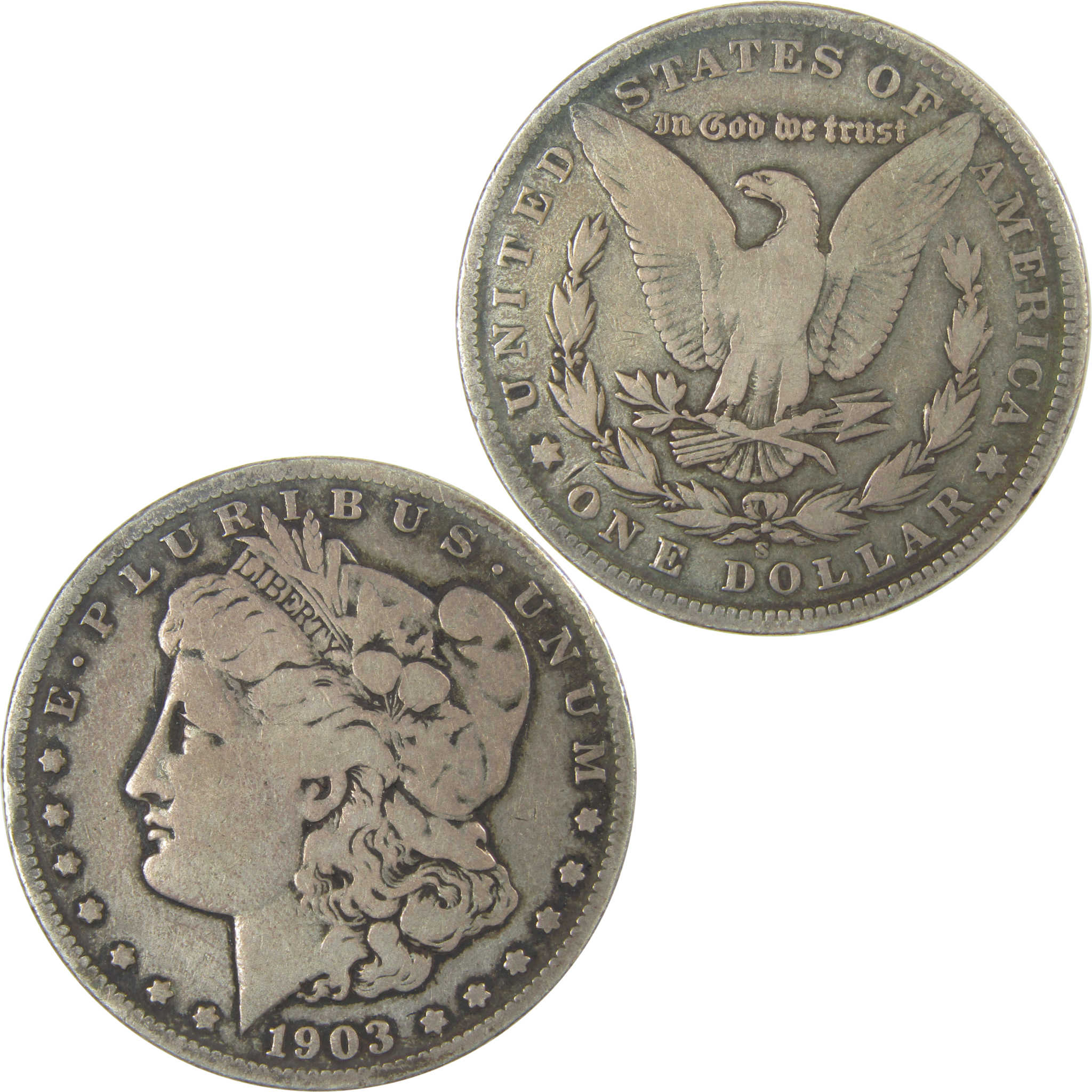 1903 S Morgan Dollar VG Very Good Silver $1 Coin SKU:CPC0970 - Morgan coin - Morgan silver dollar - Morgan silver dollar for sale - Profile Coins & Collectibles