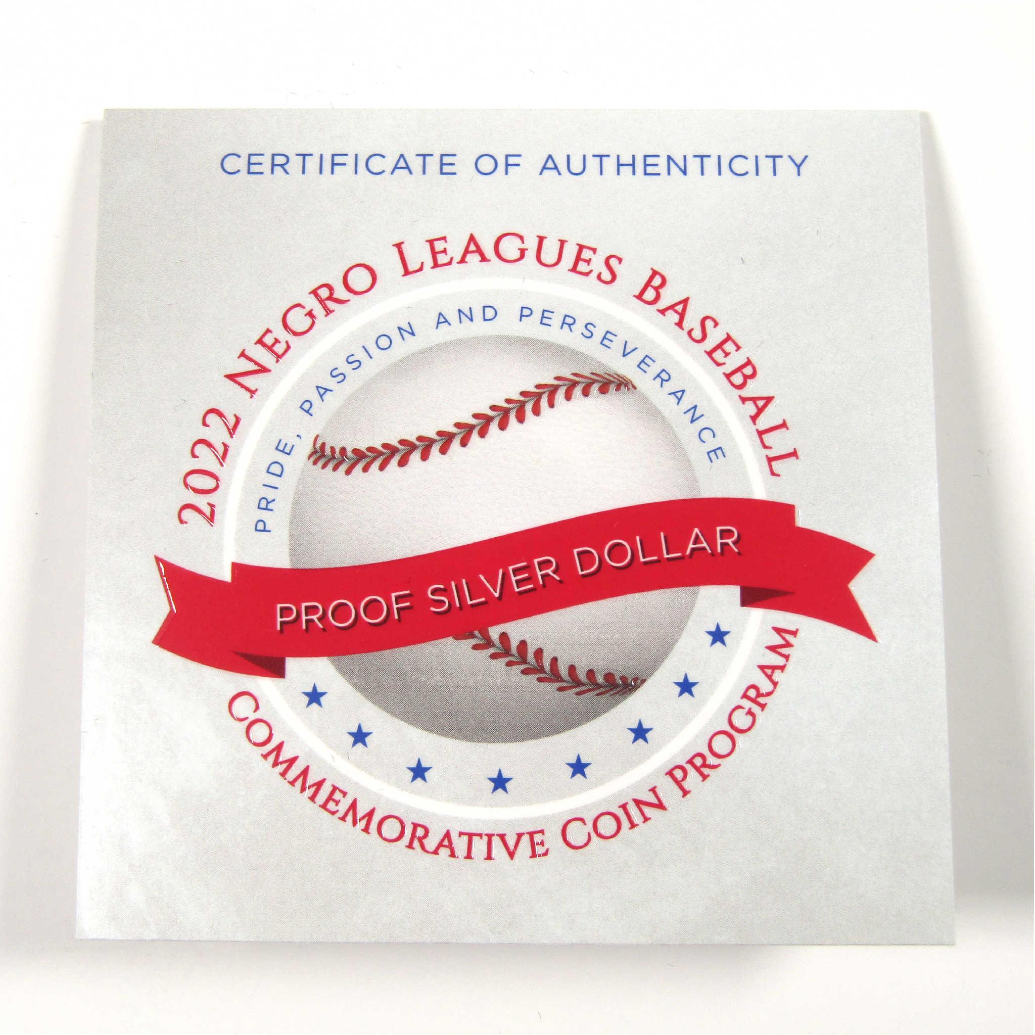 2022 P Negro Leagues Baseball Commemorative Silver Dollar Proof OGP