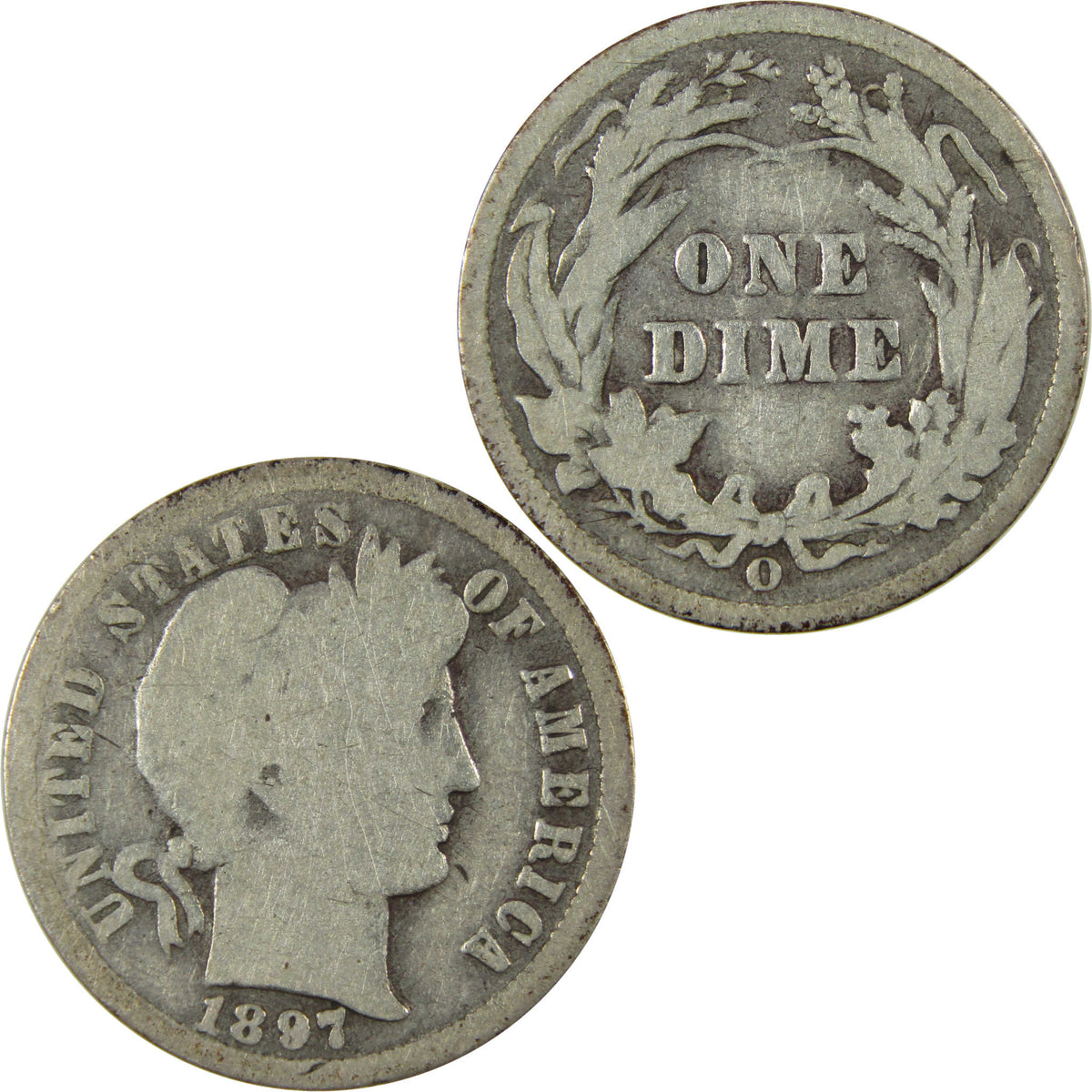 1897 O Barber Silver Dime G Good 10c Coin Collectible SKU:CP1766