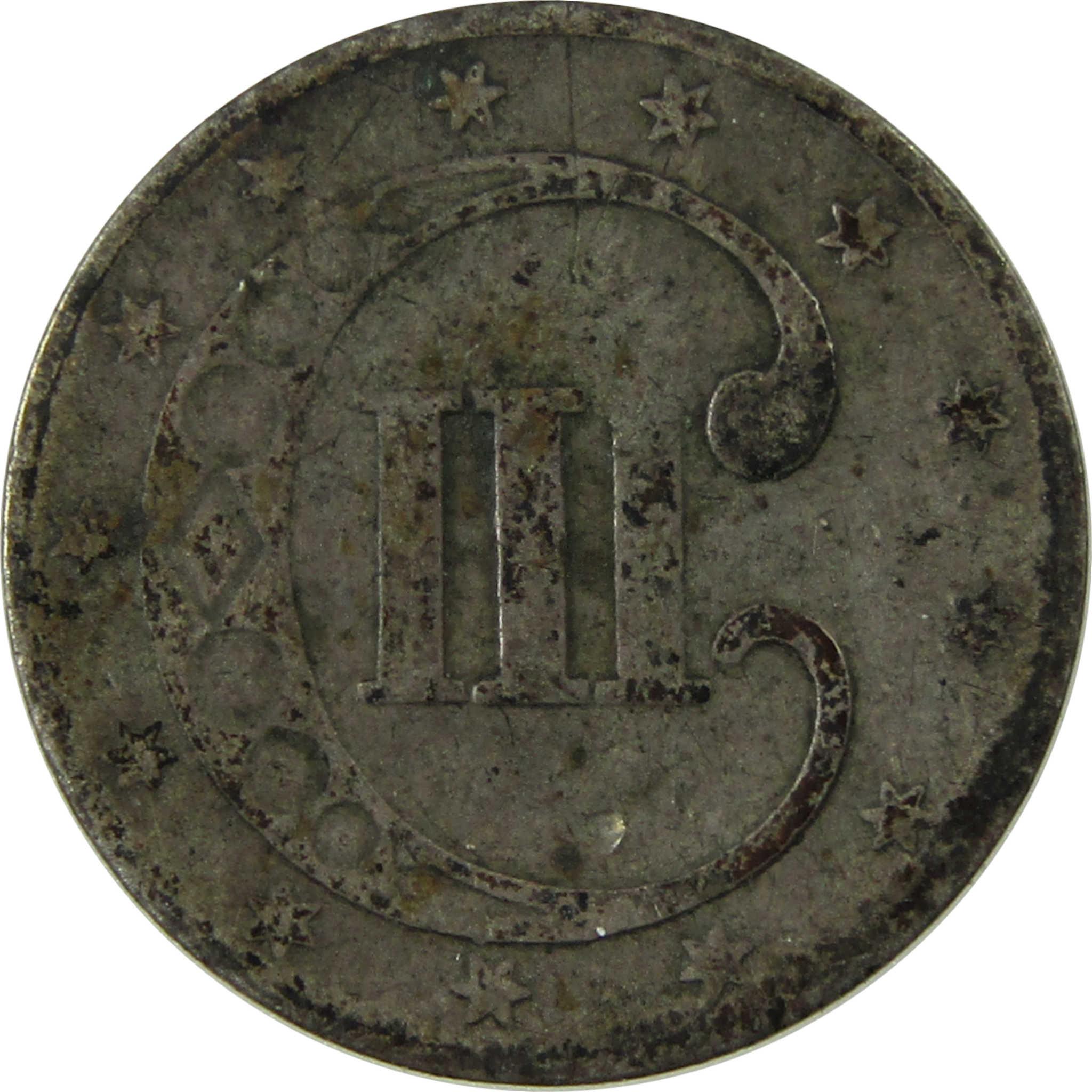 1853 Silver Three Cent Piece AG About Good Trime 3c Coin SKU:I25381