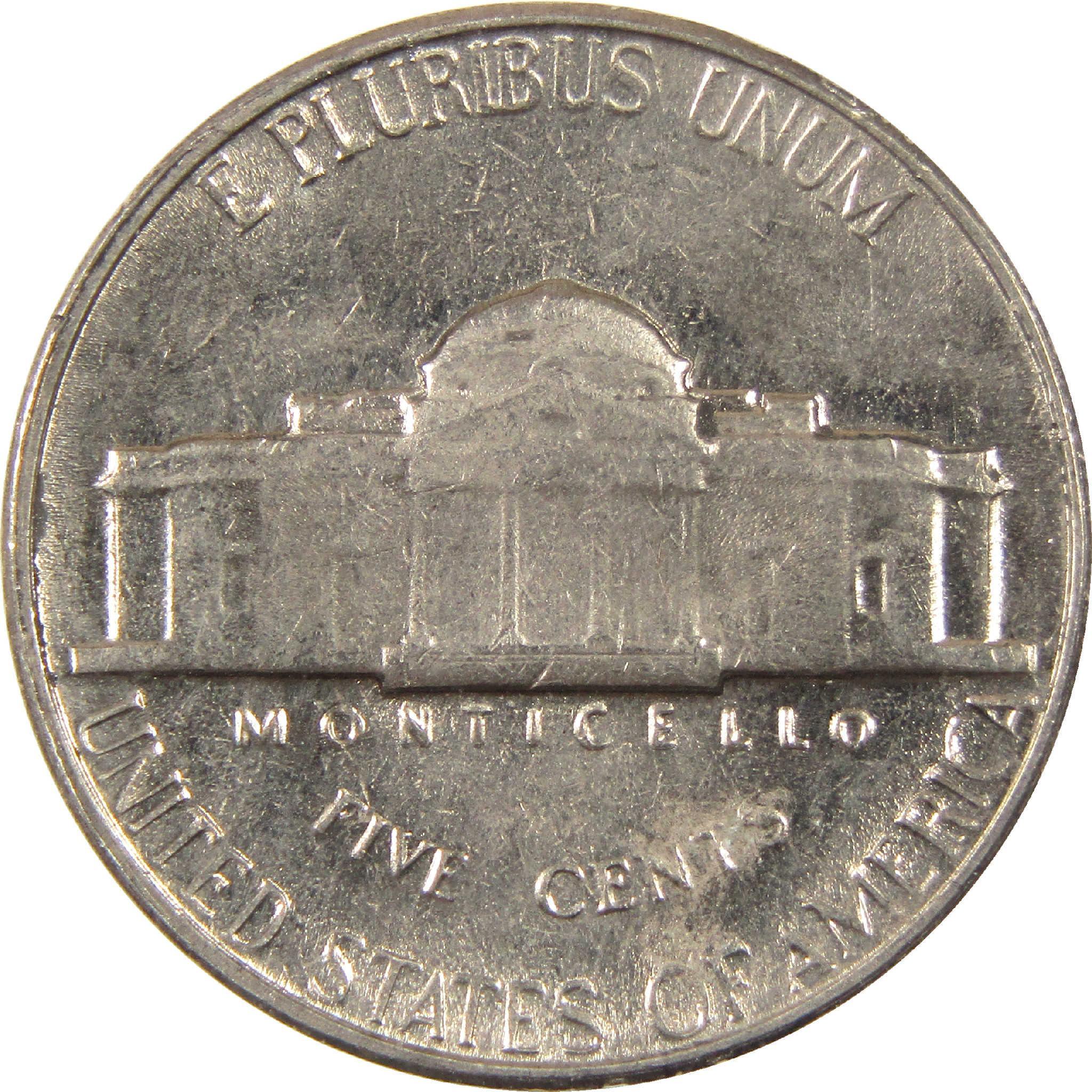 Reverse side of US nickel coin showing Monticello, collectible five cent coin