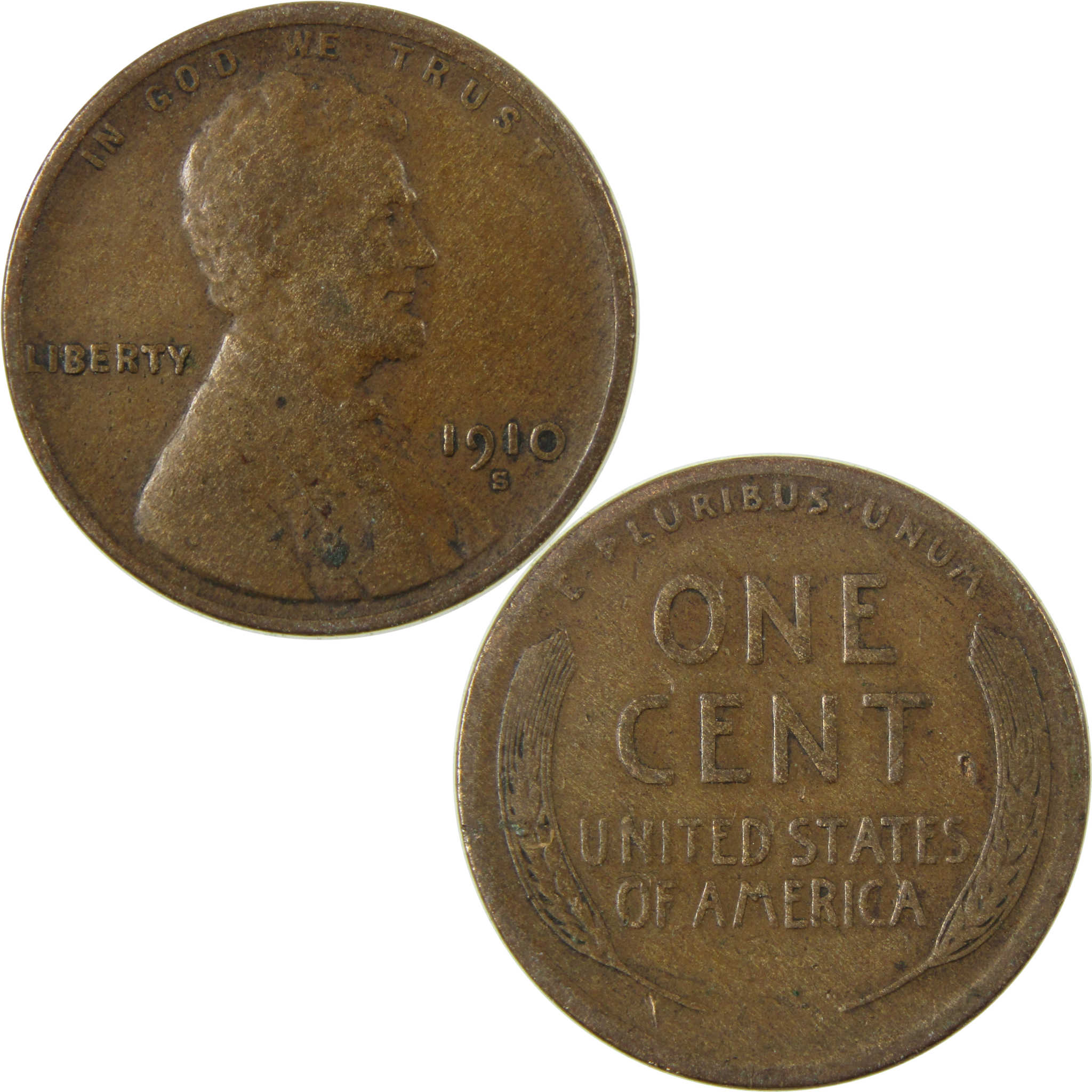 1910 S Lincoln Wheat Cent F Fine Penny 1c Coin Collectible SKU:I28135