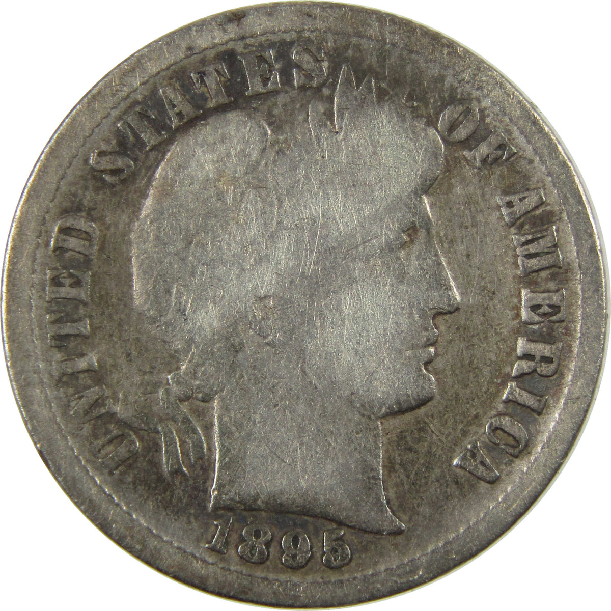 1895 Barber Silver Dime G Good Details 10c Coin Collectible SKU:CP1765