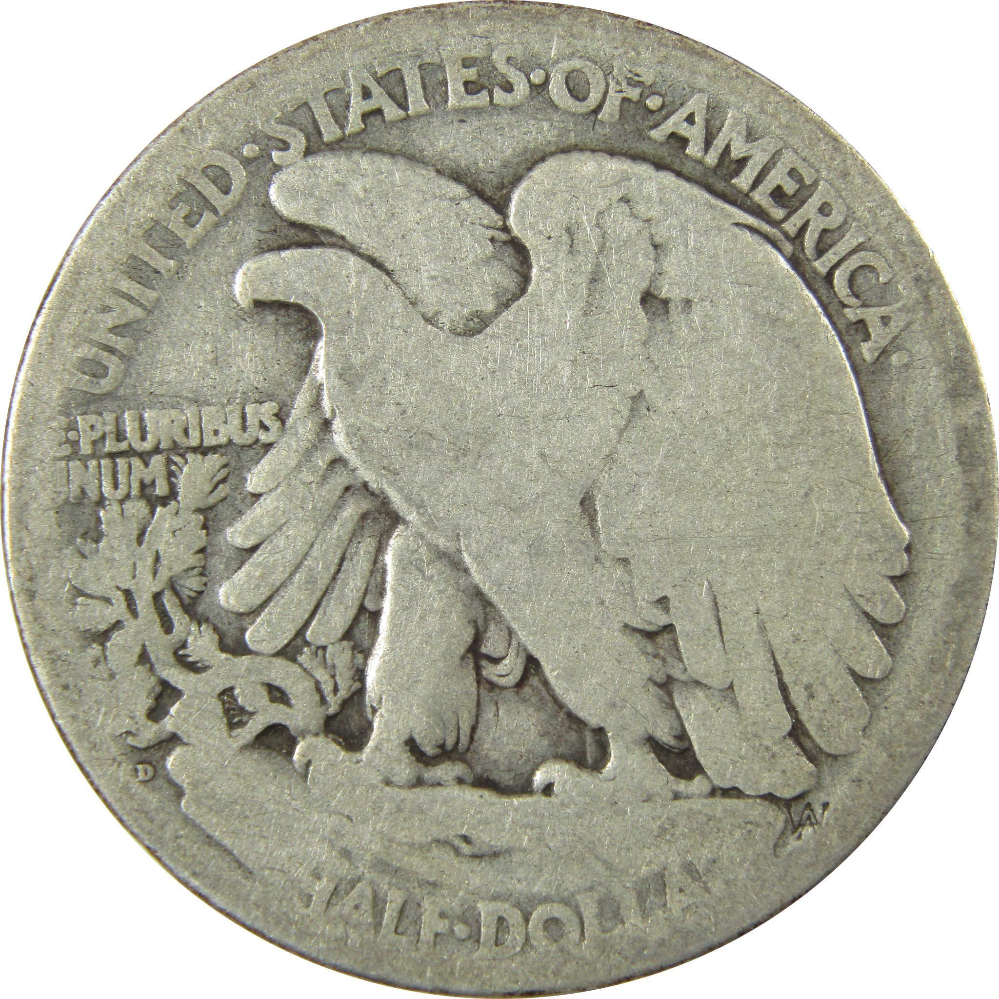 1919 D Liberty Walking Silver Half Dollar AG About Good SKU:CP1422