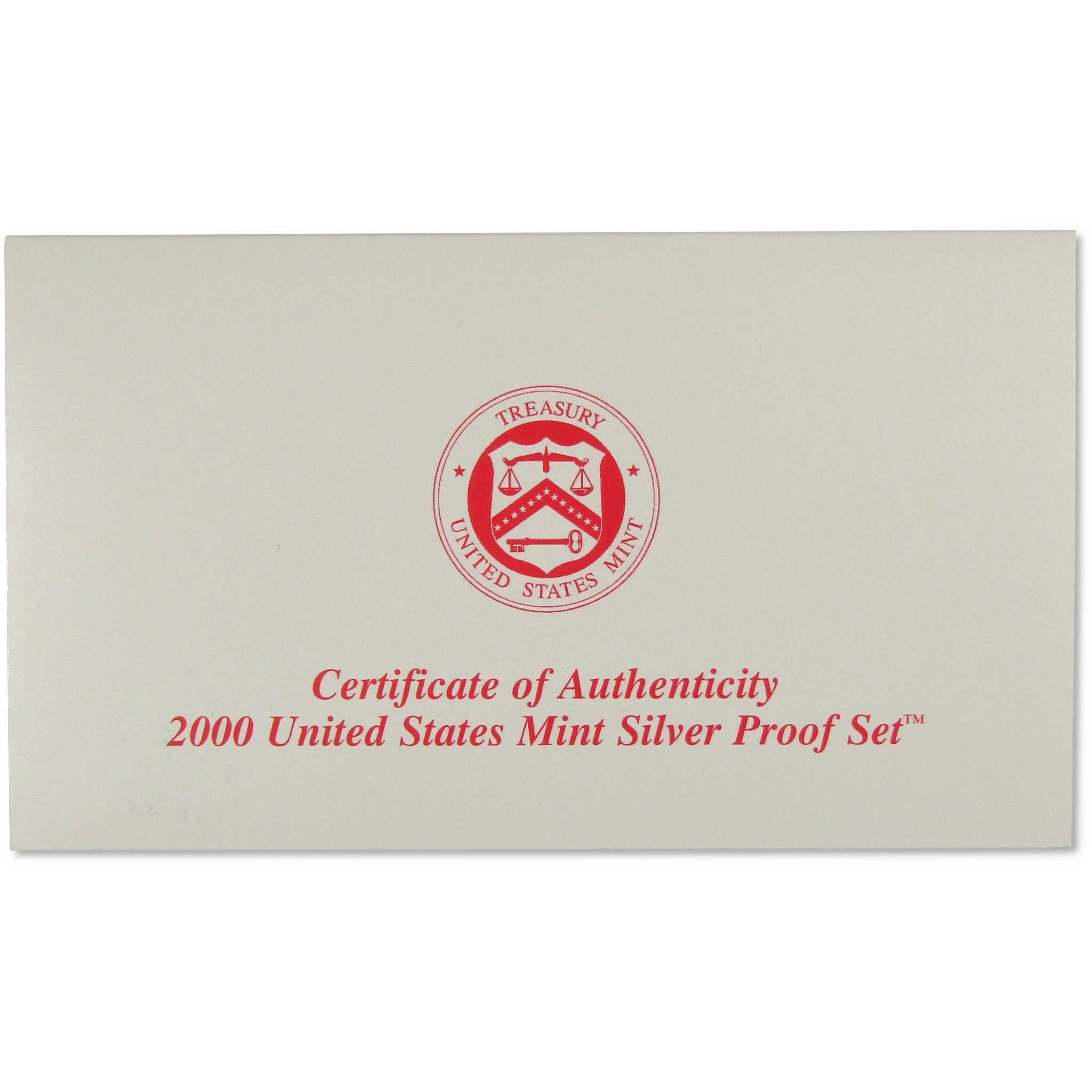 2000 Silver Proof Set U.S. Mint Original Government Packaging OGP COA