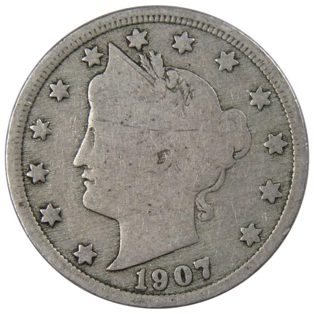 1907 Liberty Head V Nickel G Good 5c Coin Collectible